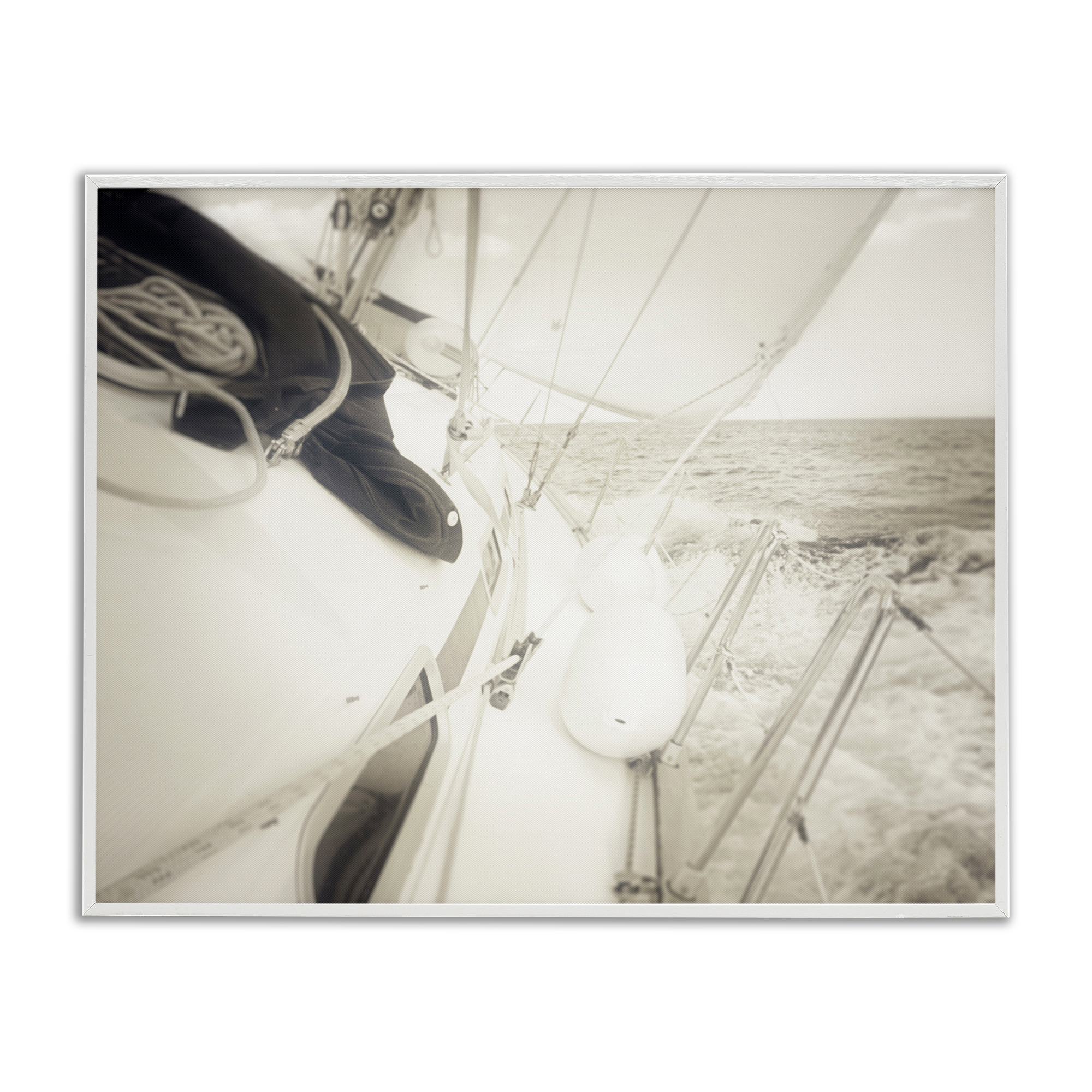 Stupell Industries Clear Day Sailing Transportation Photography White Framed Art Print Wall Art, 30 x 24