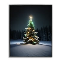 Stupell Industries Clear Night Snowy Tree Holiday Photography Black Framed Art Prints Wall Art, 11 x 14