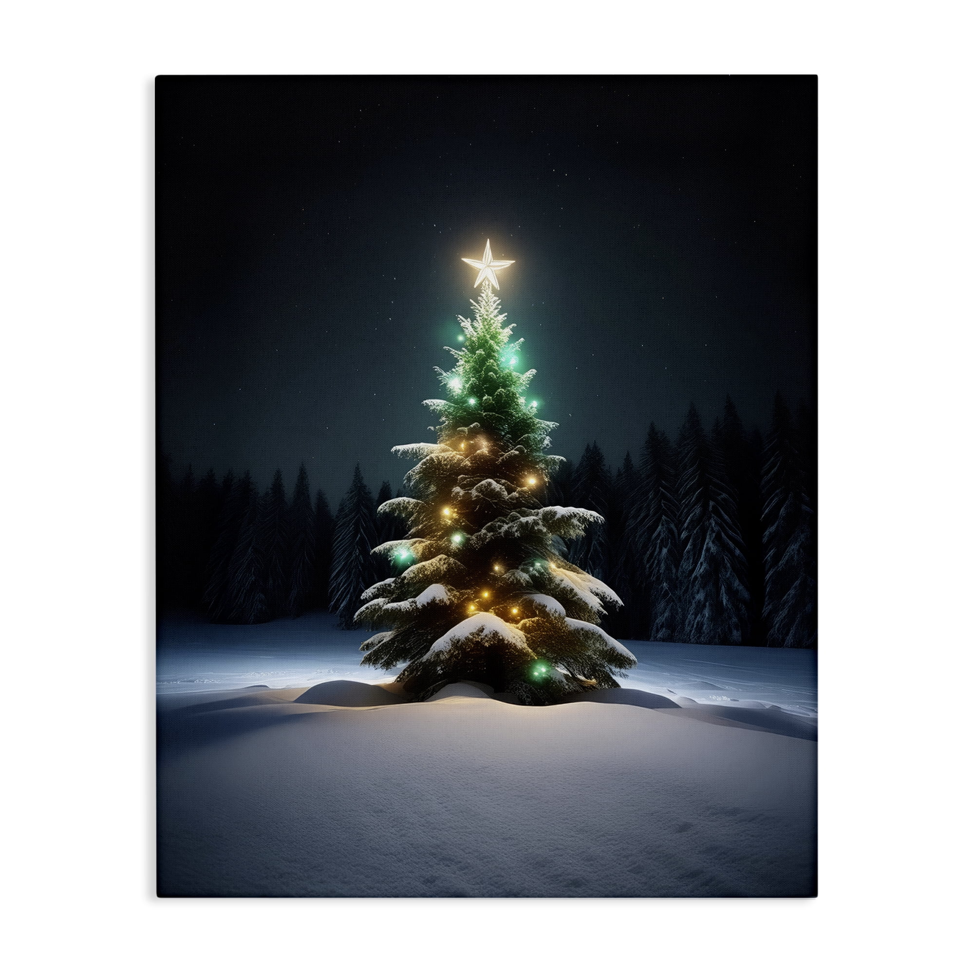 Stupell Industries Clear Night Snowy Tree Holiday Photography Gallery Wrapped Canvas Art Prints Wall Art, 30 x 40