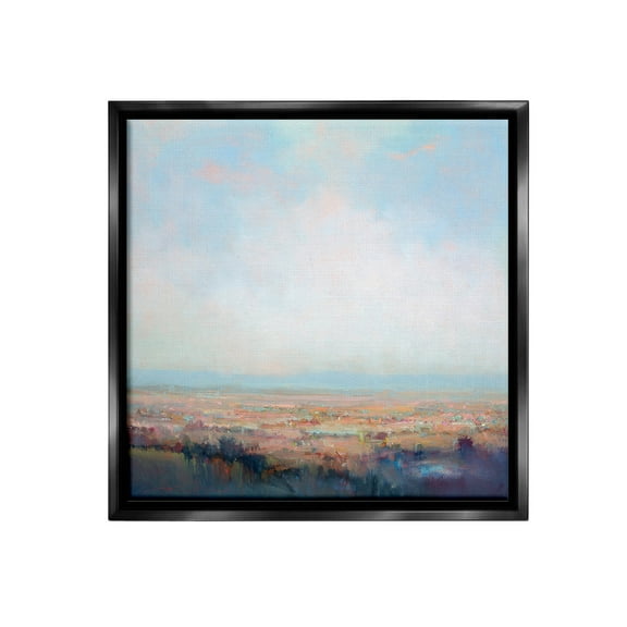 Stupell Industries Clear Sky over Nature Landscape Painting Black Floater Framed Canvas Art Print Wall Art, 18 x 18