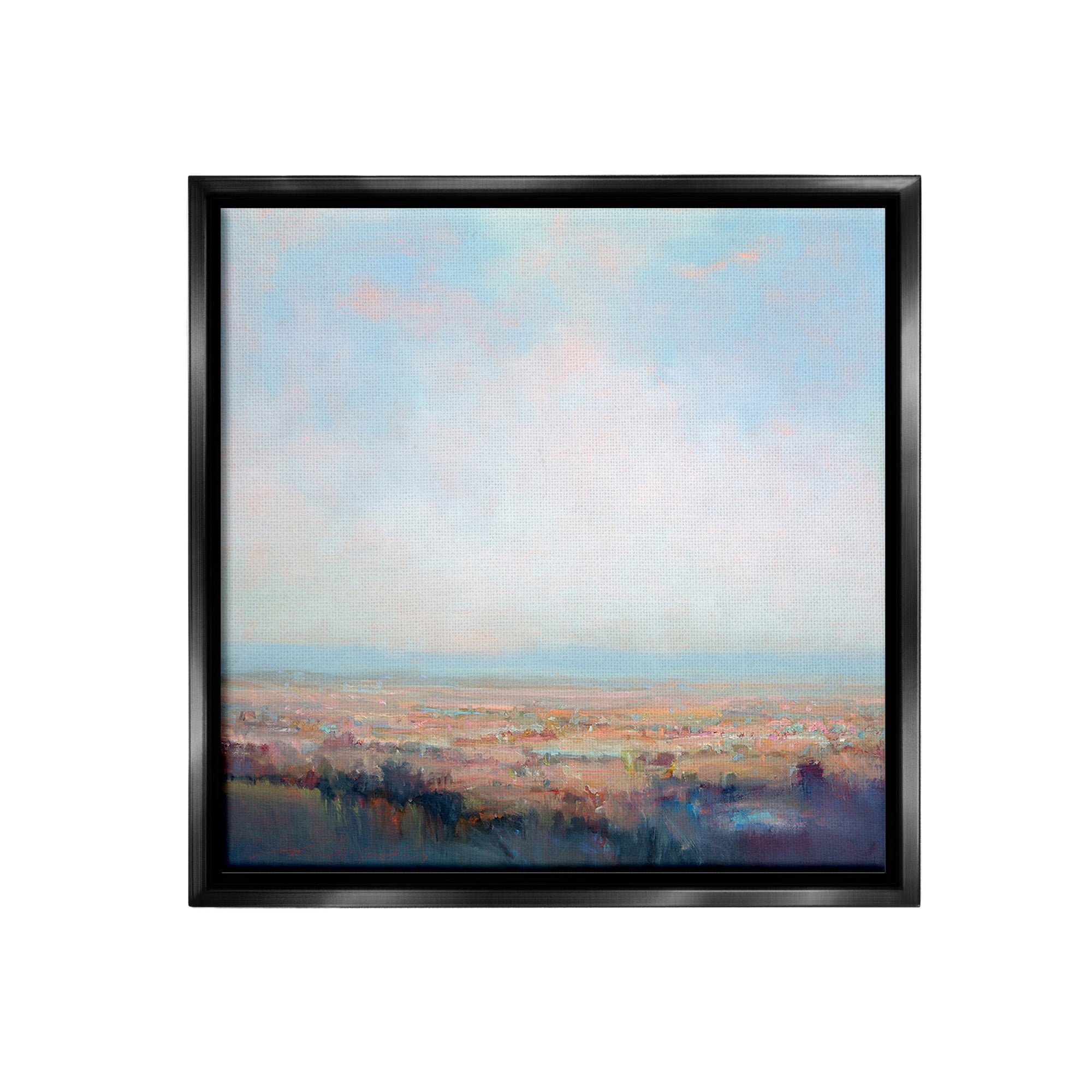 Stupell Industries Clear Sky over Nature Landscape Painting Black Floater Framed Canvas Art Print Wall Art, 25 x 25