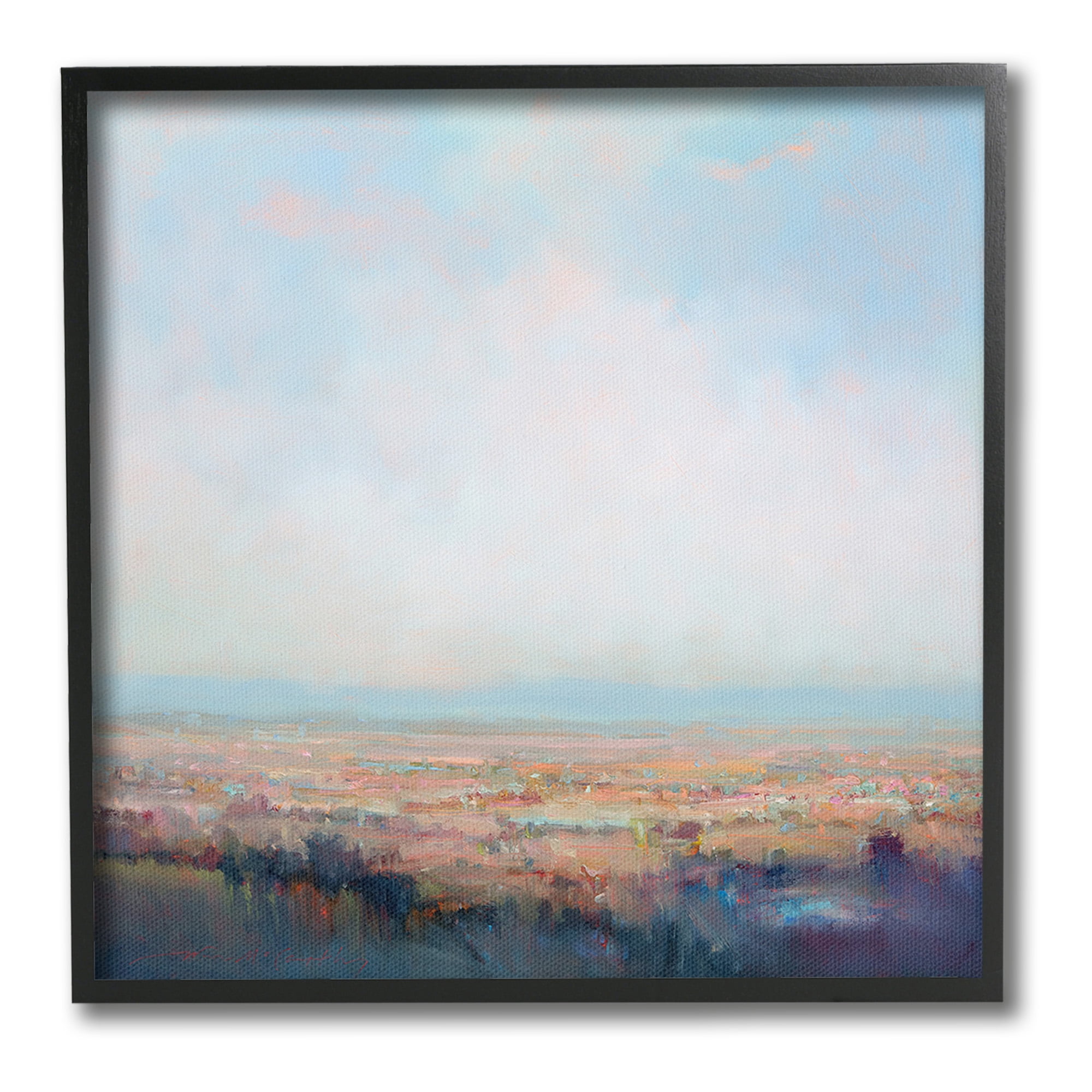 Stupell Industries Clear Sky over Nature Landscape Painting Black Framed Art Print Wall Art, 17 x 17