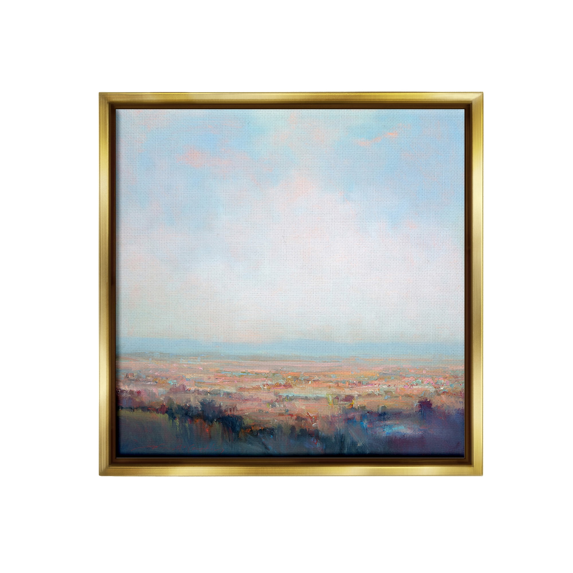 Stupell Industries Clear Sky over Nature Landscape Painting Gold Floater Framed Canvas Art Print Wall Art, 25 x 25