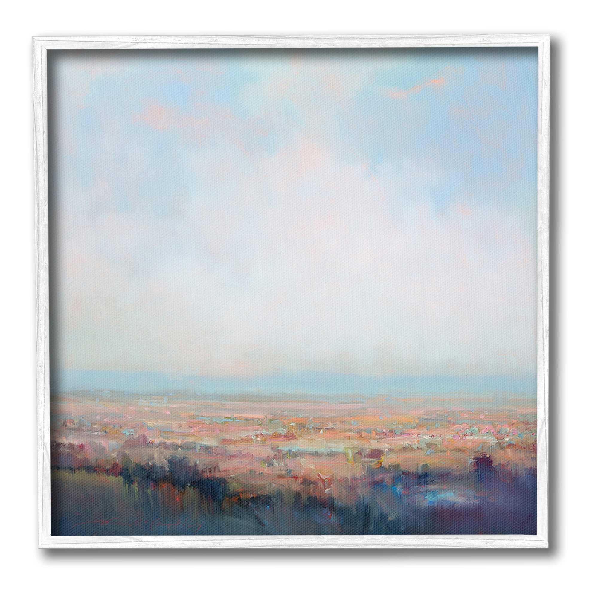 Stupell Industries Clear Sky over Nature Landscape Painting White Framed Art Print Wall Art, 24 x 24