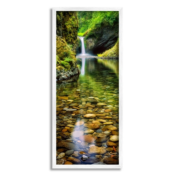 Stupell Industries Clear Stream Waterfall Photography Landscape Photography White Framed Art Print Wall Art