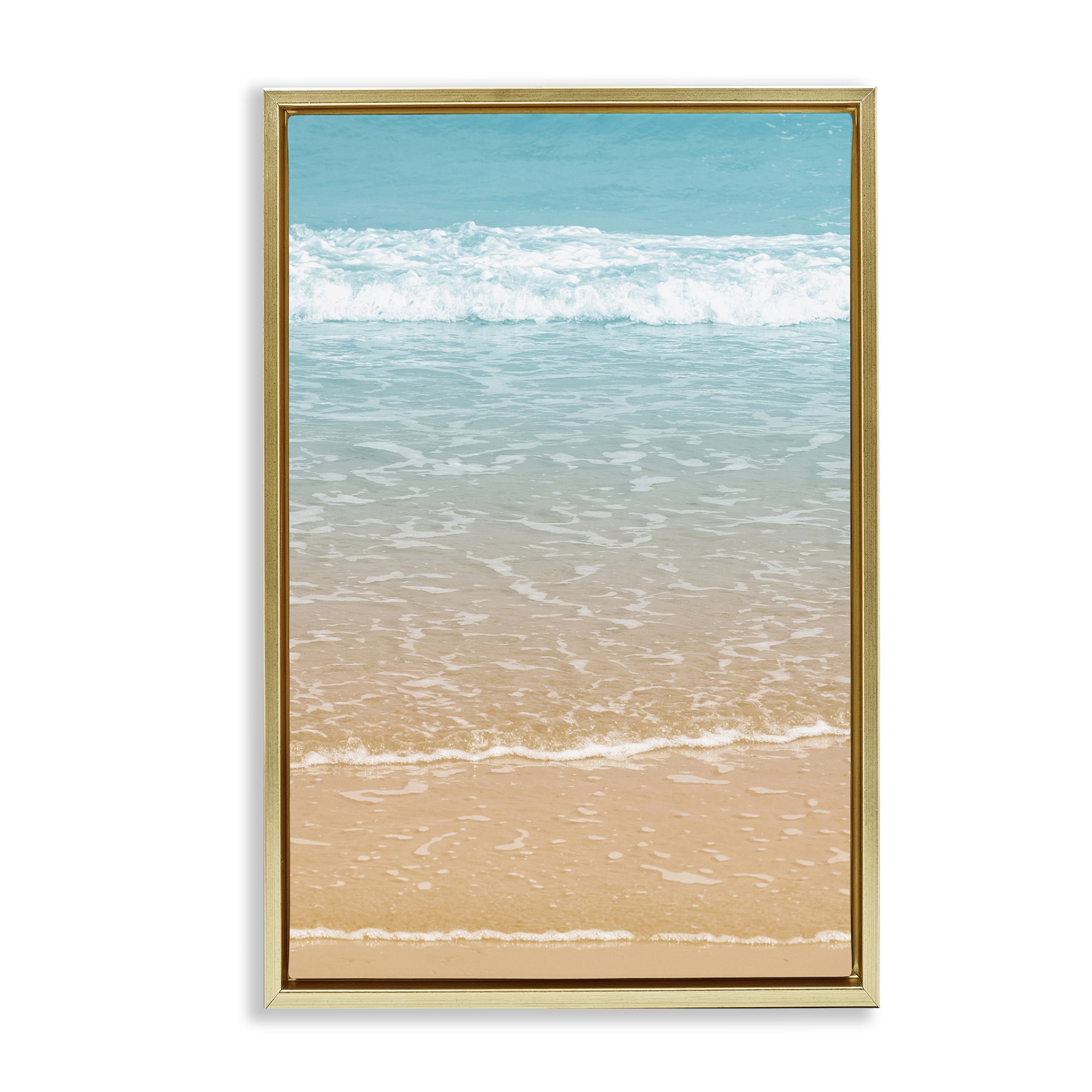 Stupell Industries Clear Summer Waters Nautical & Beach Photography Gold Floater Framed Canvas Art Print Wall Art, 21 x 31