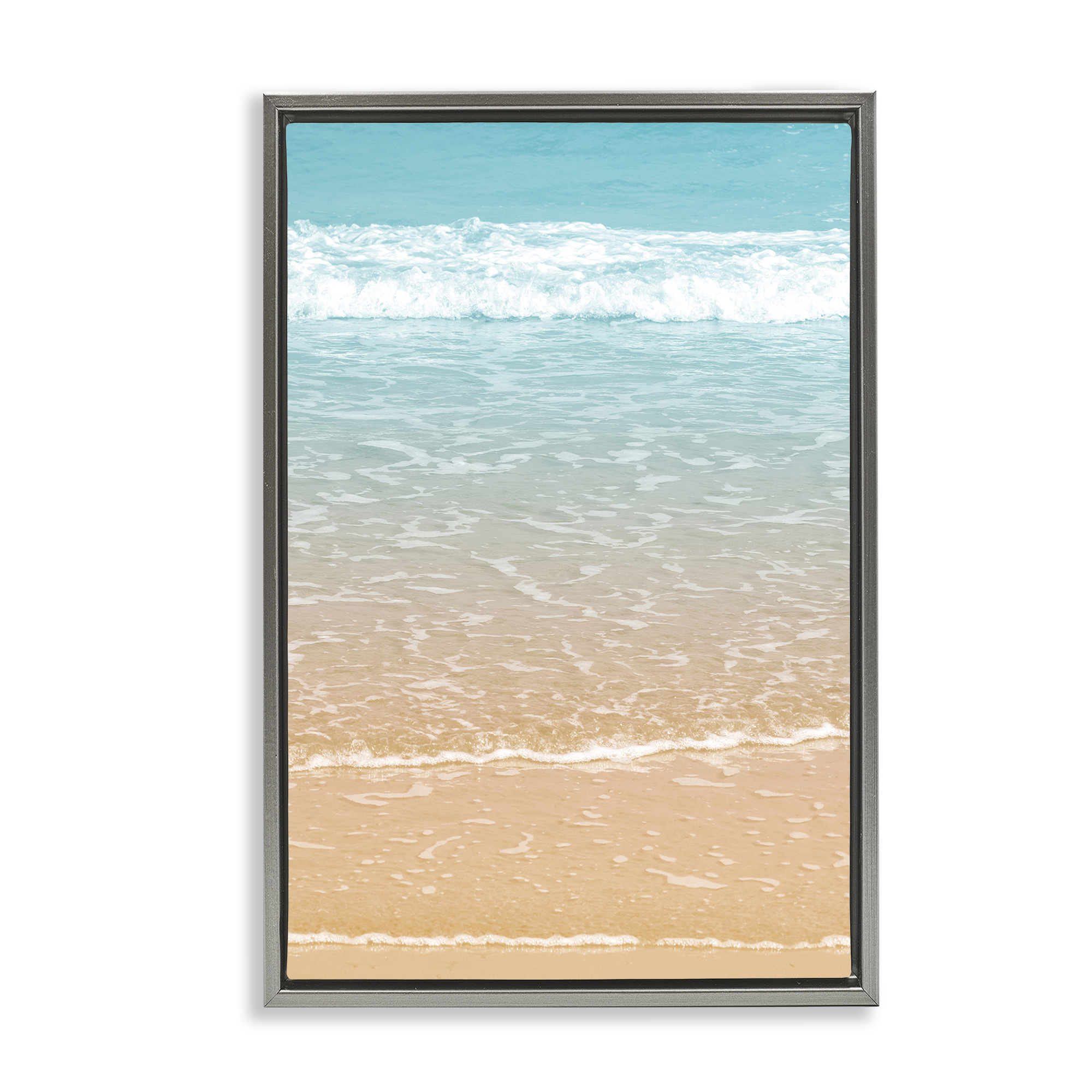 Stupell Industries Clear Summer Waters Nautical & Beach Photography Gray Floater Framed Canvas Art Print Wall Art, 21 x 31