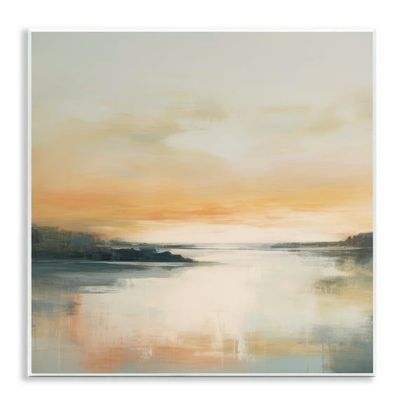 Stupell Industries Clear Sunset on Lake Landscape & Nature Painting Unframed Art Print Wall Art, 12 x 12