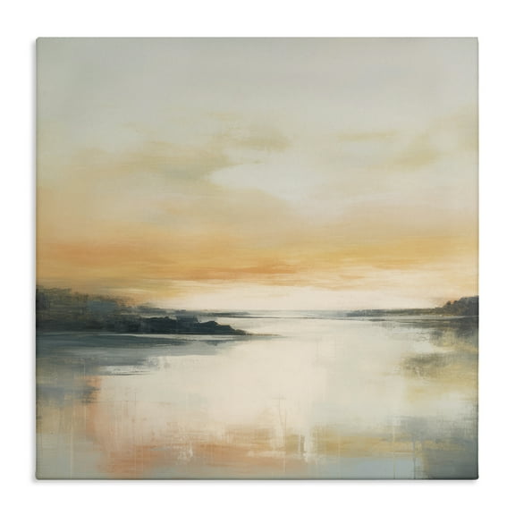 Stupell Industries Clear Sunset on Lake Landscape & Nature Painting Wrapped Canvas Art Print Wall Art, 17 x 17