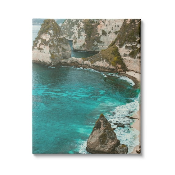 Stupell Industries Clear Water Beach Cove Rocky Coast Photography, 24 x 30,Design by Daphne Polselli