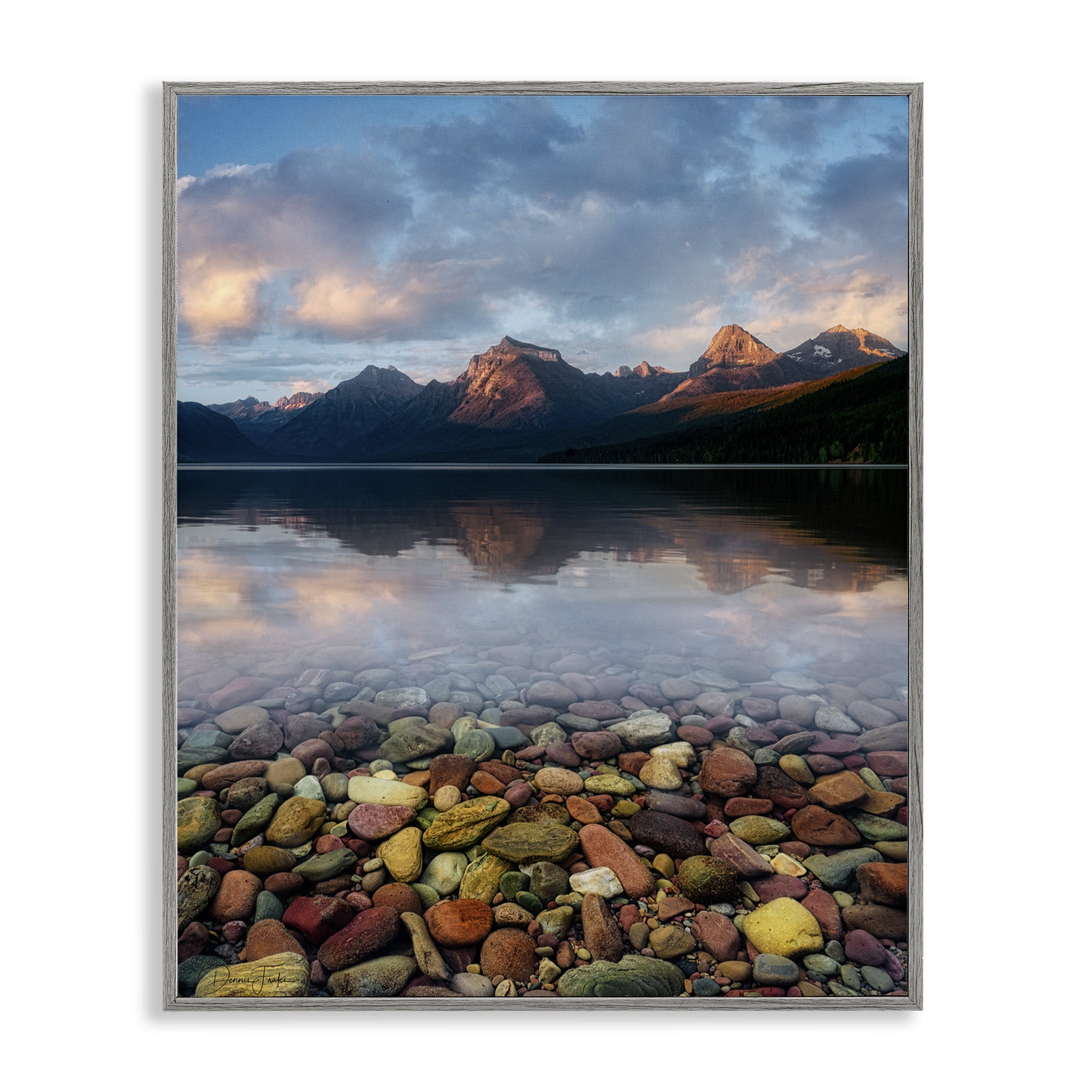 Stupell Industries Clear Water Pebbles Landscape Photography Gray Framed Art Print Wall Art, 16 x 20