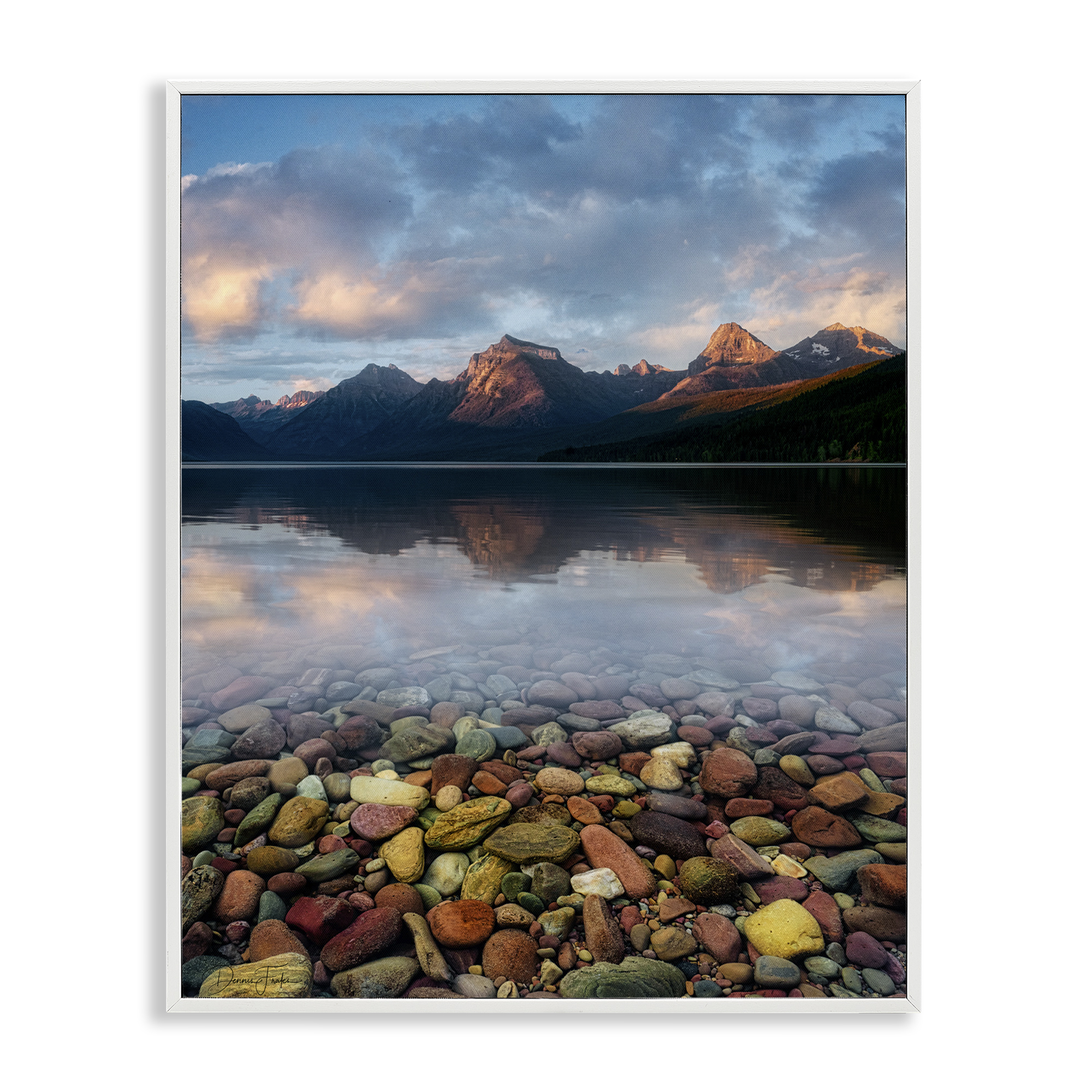 Stupell Industries Clear Water Pebbles Landscape Photography White Framed Art Print Wall Art, 24 x 30