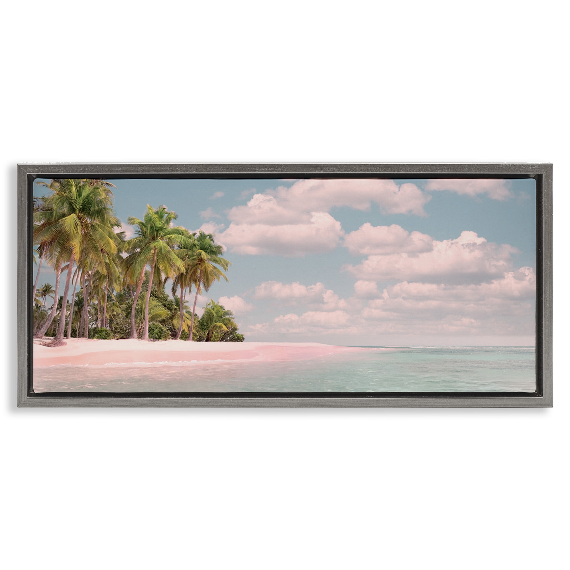 Stupell Industries Clear Water Tropical Beach Coast Nature Photography Gray Floater Framed Canvas Art Print Wall Art, 25 x 11