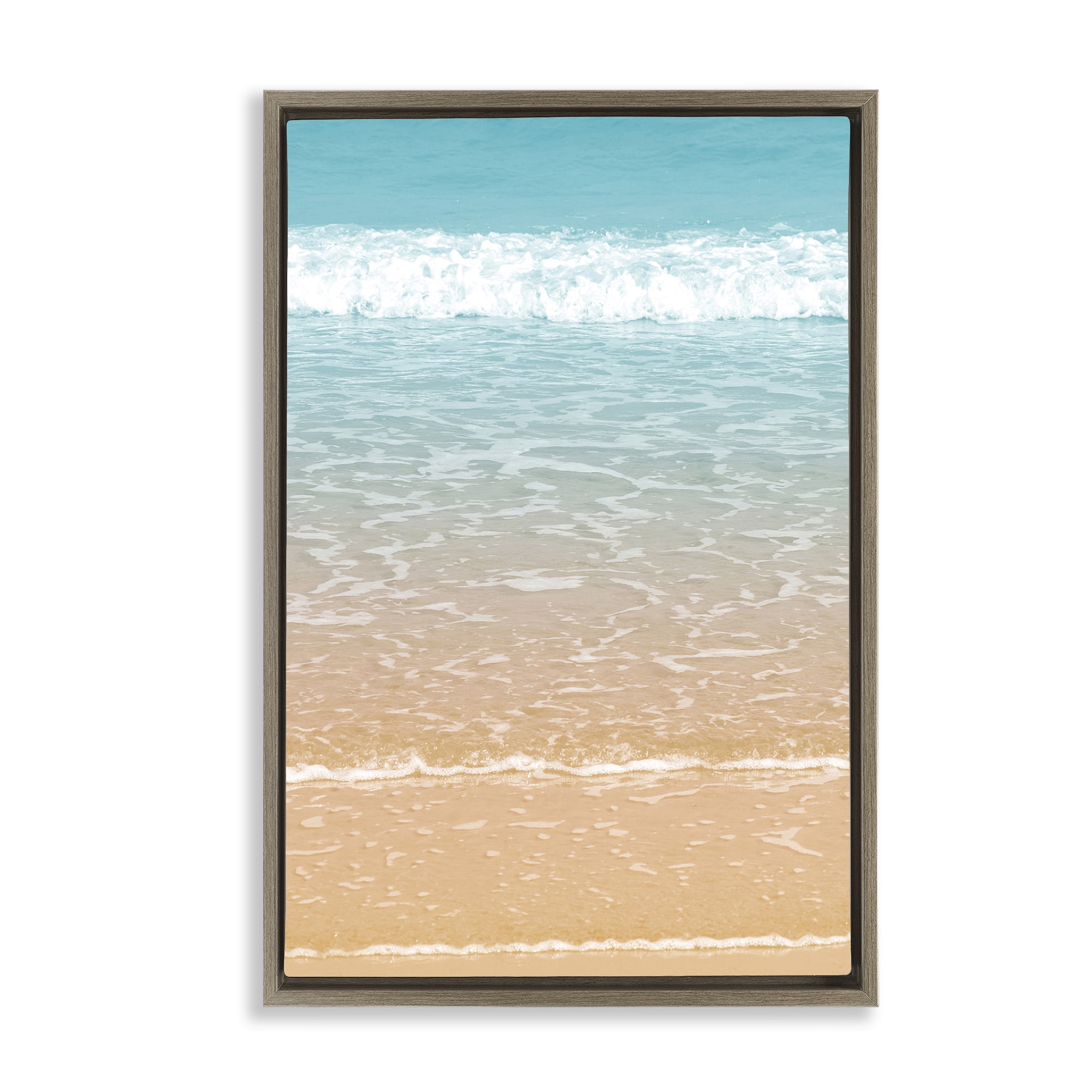 Stupell Industries Clear Waters Shore Nautical & Beach Photography Brown Floater Framed Canvas Art Print Wall Art, 17 x 25