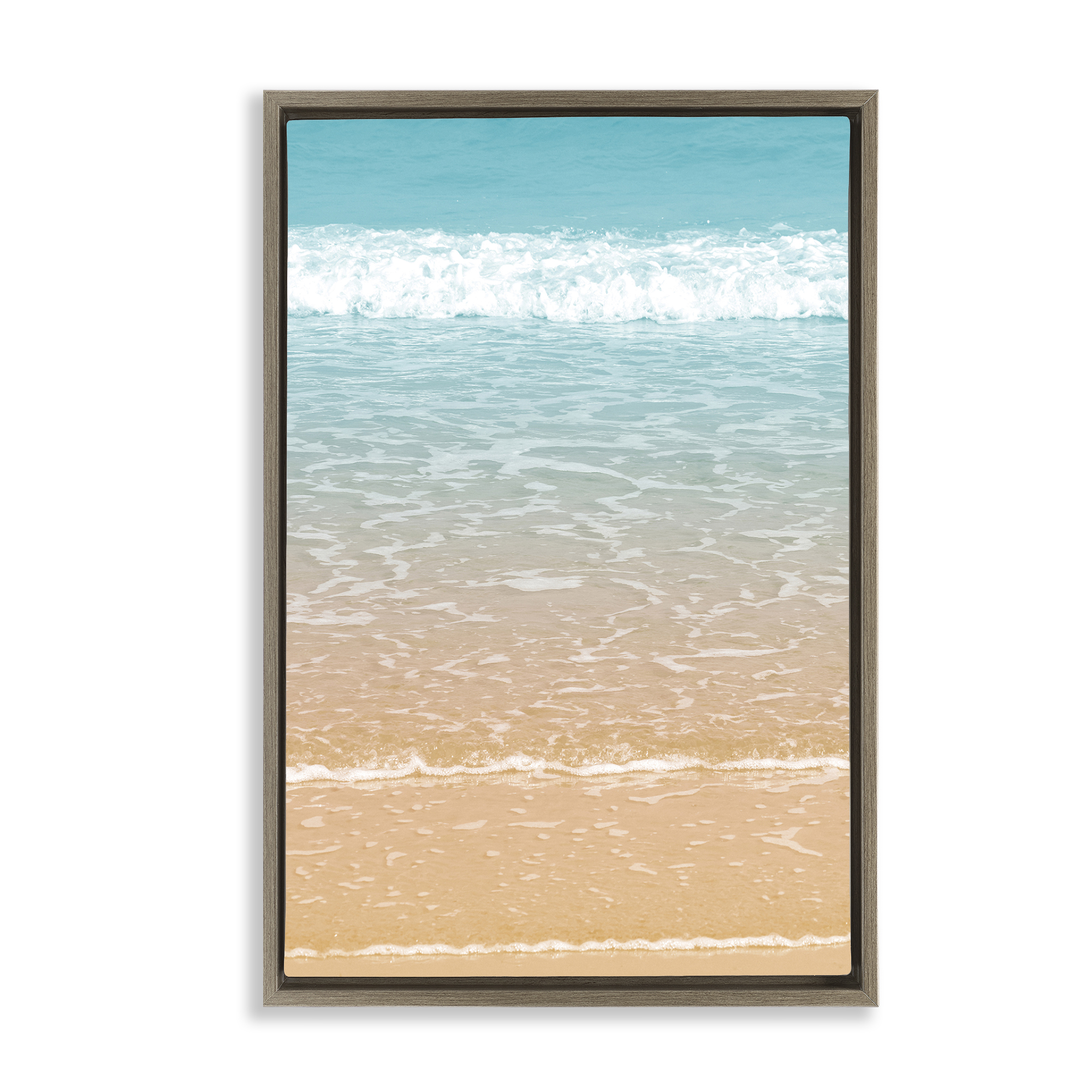 Stupell Industries Clear Waters Shore Nautical & Beach Photography Brown Floater Framed Canvas Art Print Wall Art, 21 x 31