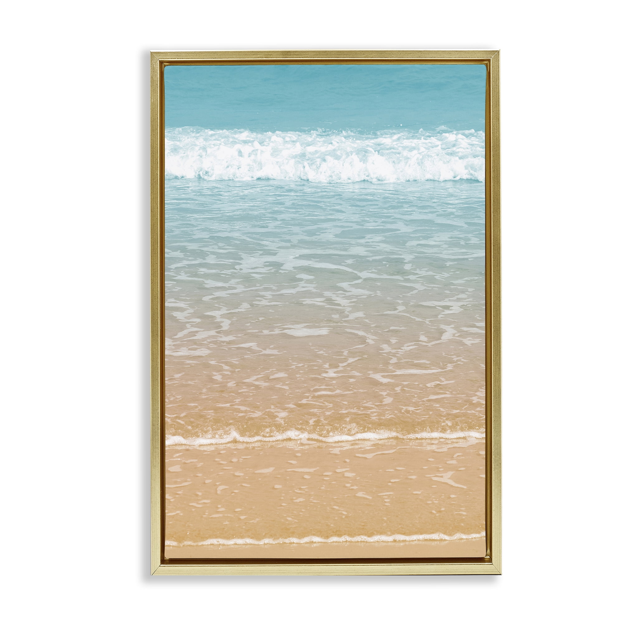 Stupell Industries Clear Waters Shore Nautical & Beach Photography Gold Floater Framed Canvas Art Print Wall Art, 17 x 25