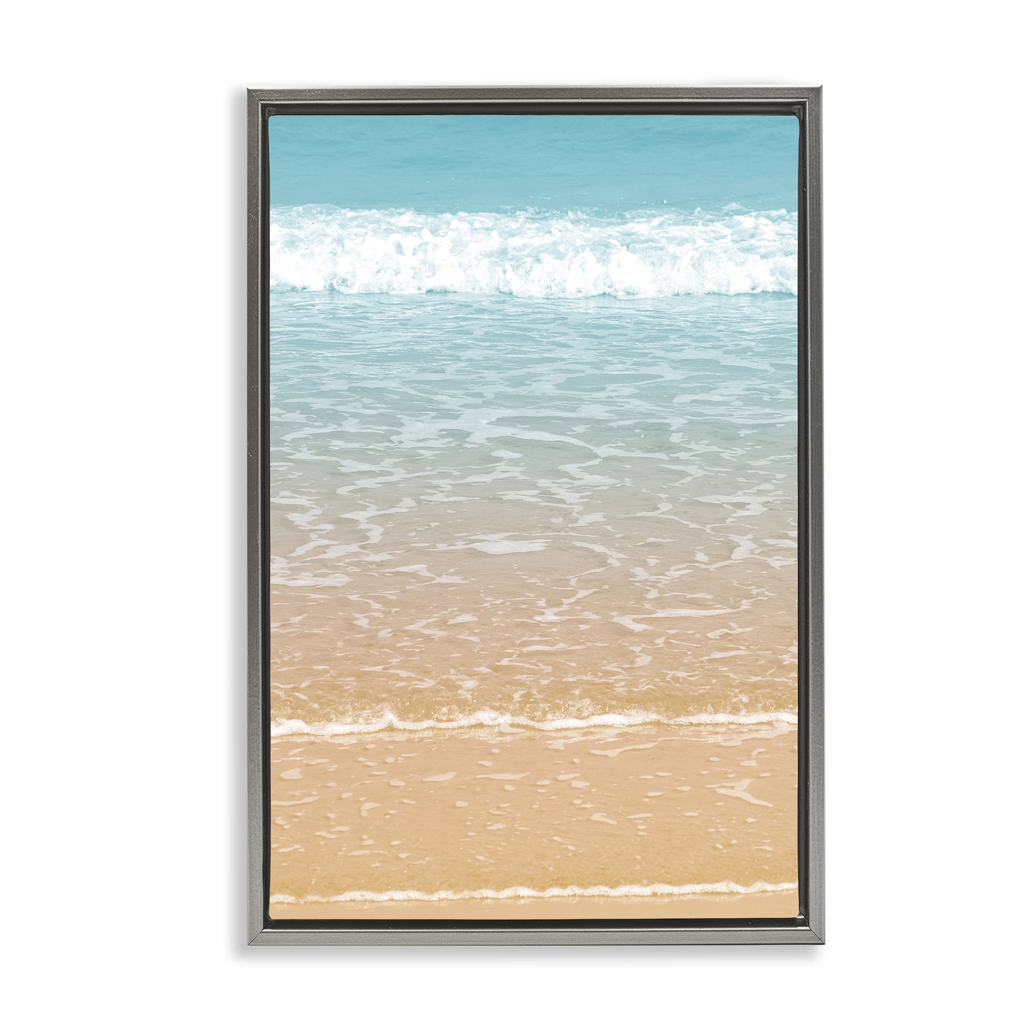 Stupell Industries Clear Waters Shore Nautical & Beach Photography Gray Floater Framed Canvas Art Print Wall Art, 17 x 25