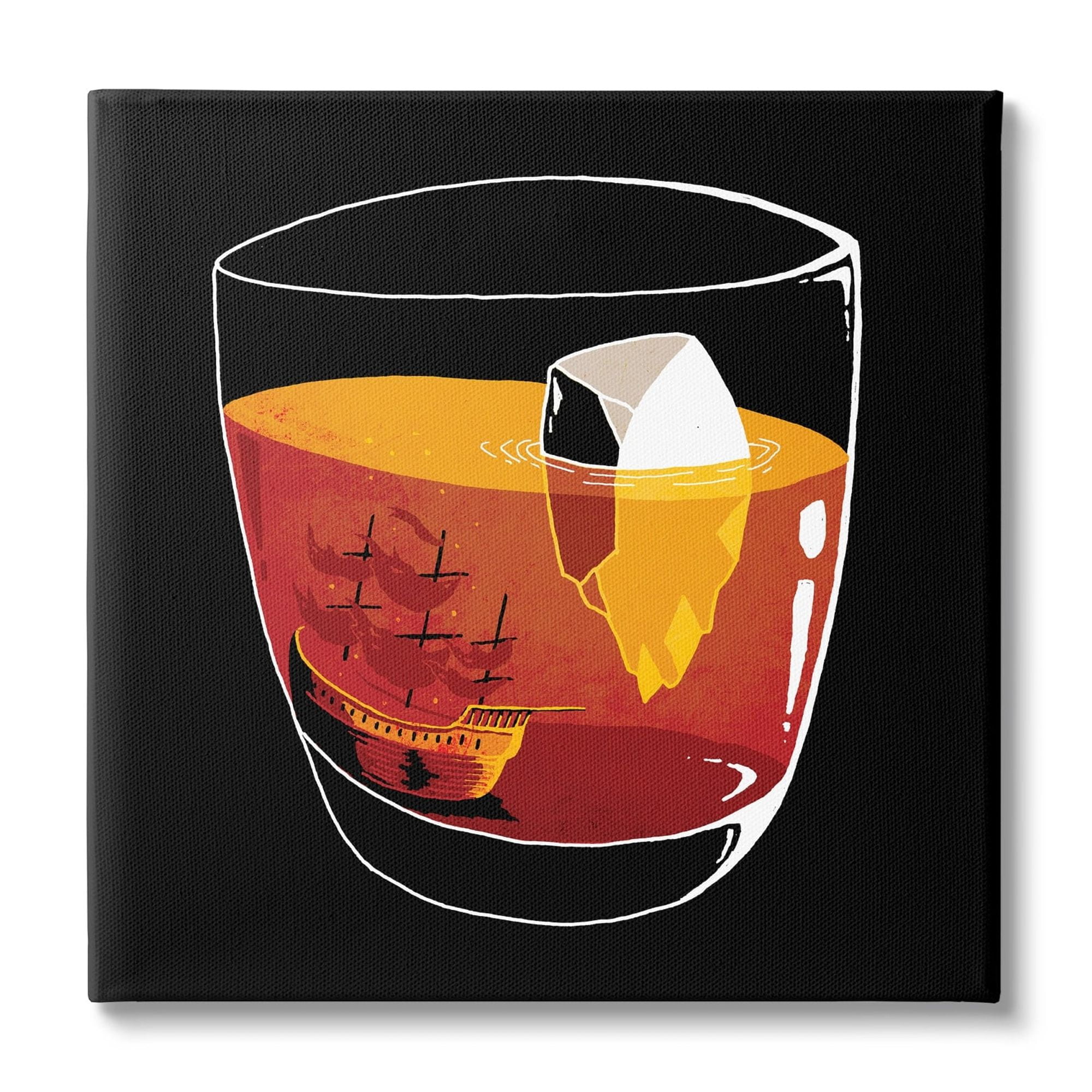 Stupell Industries Clever Iceberg Ship Beverage Drinking Glass Illustration Canvas Wall Art, 36 x 36, Design by Michael Buxton