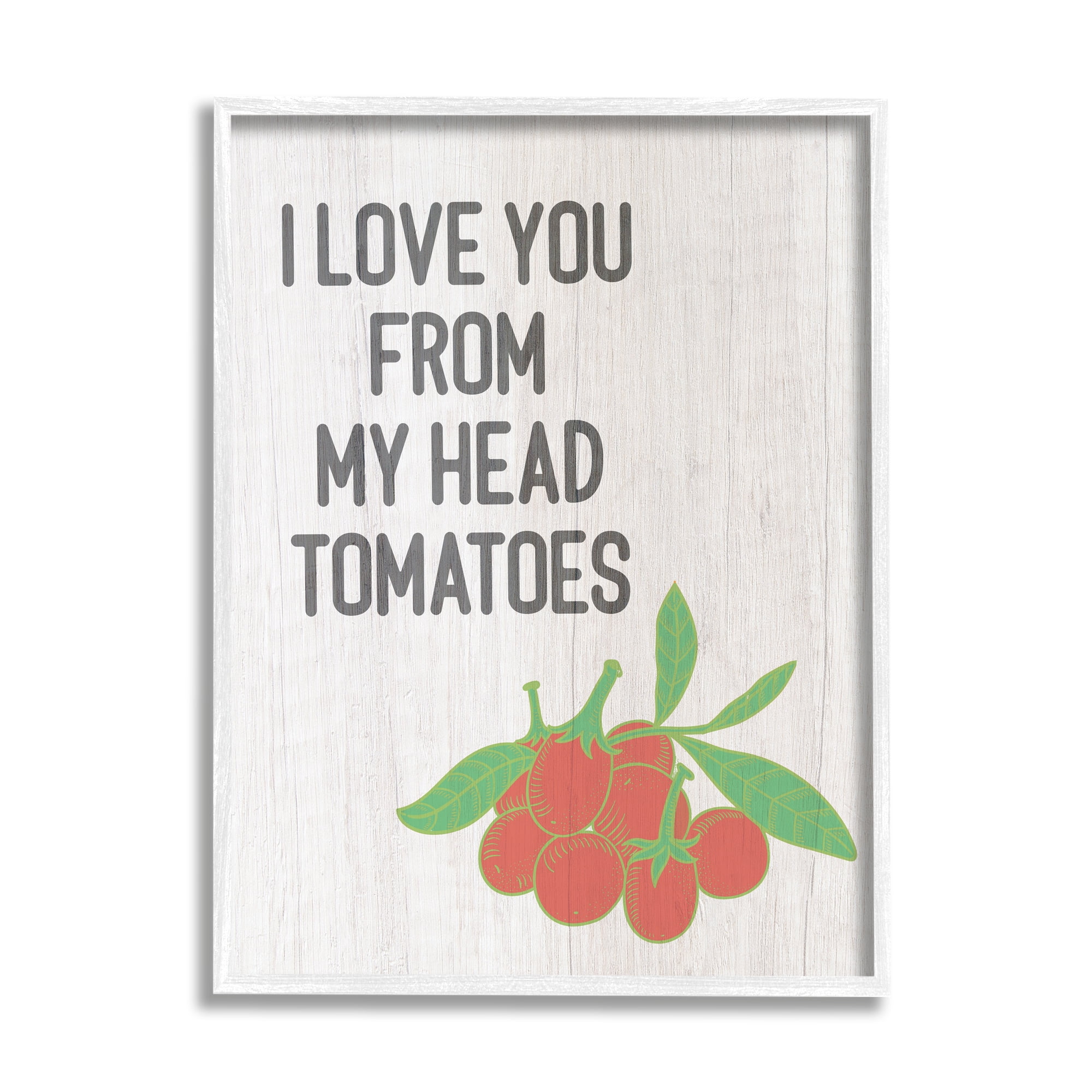 Stupell Industries Clever Love You Tomatoes Farm Sign Grain Pattern Framed Wall Art, 11 x 14, Design by Lil' Rue