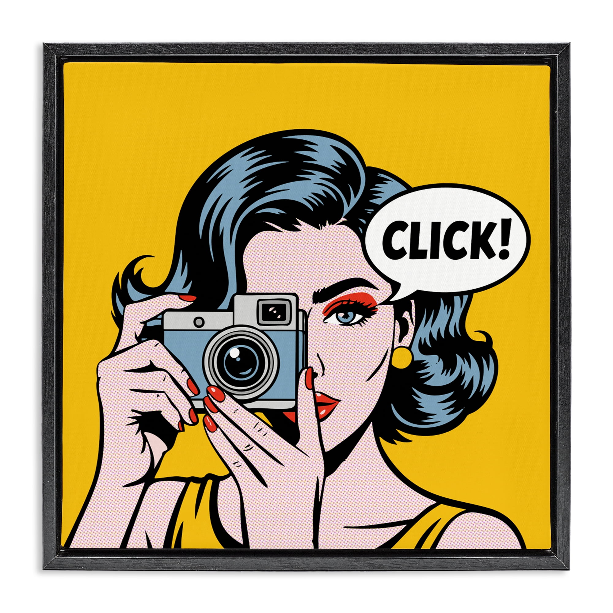Stupell Industries Click Retro Photographer Black Framed Floater Canvas Wall Art, design by Andreas Magnusson