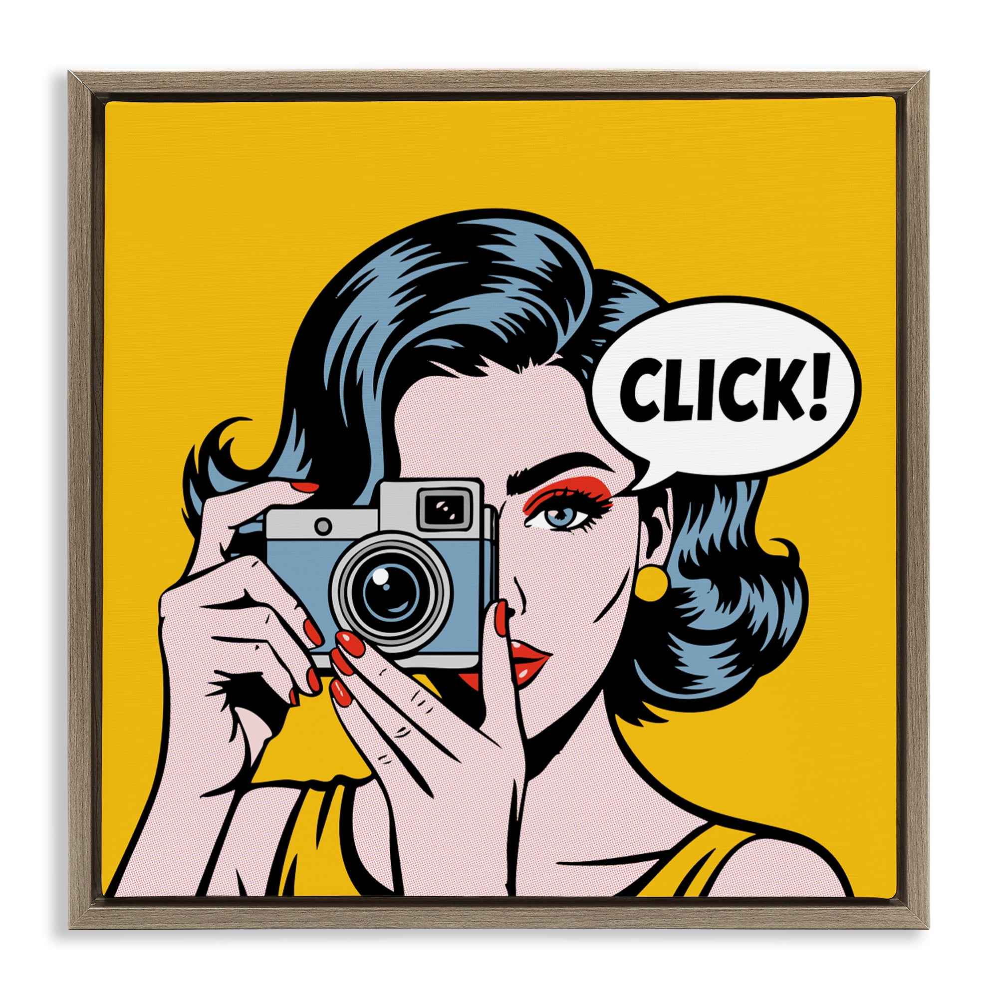 Stupell Industries Click Retro Photographer Brown Framed Floater Canvas Wall Art, design by Andreas Magnusson
