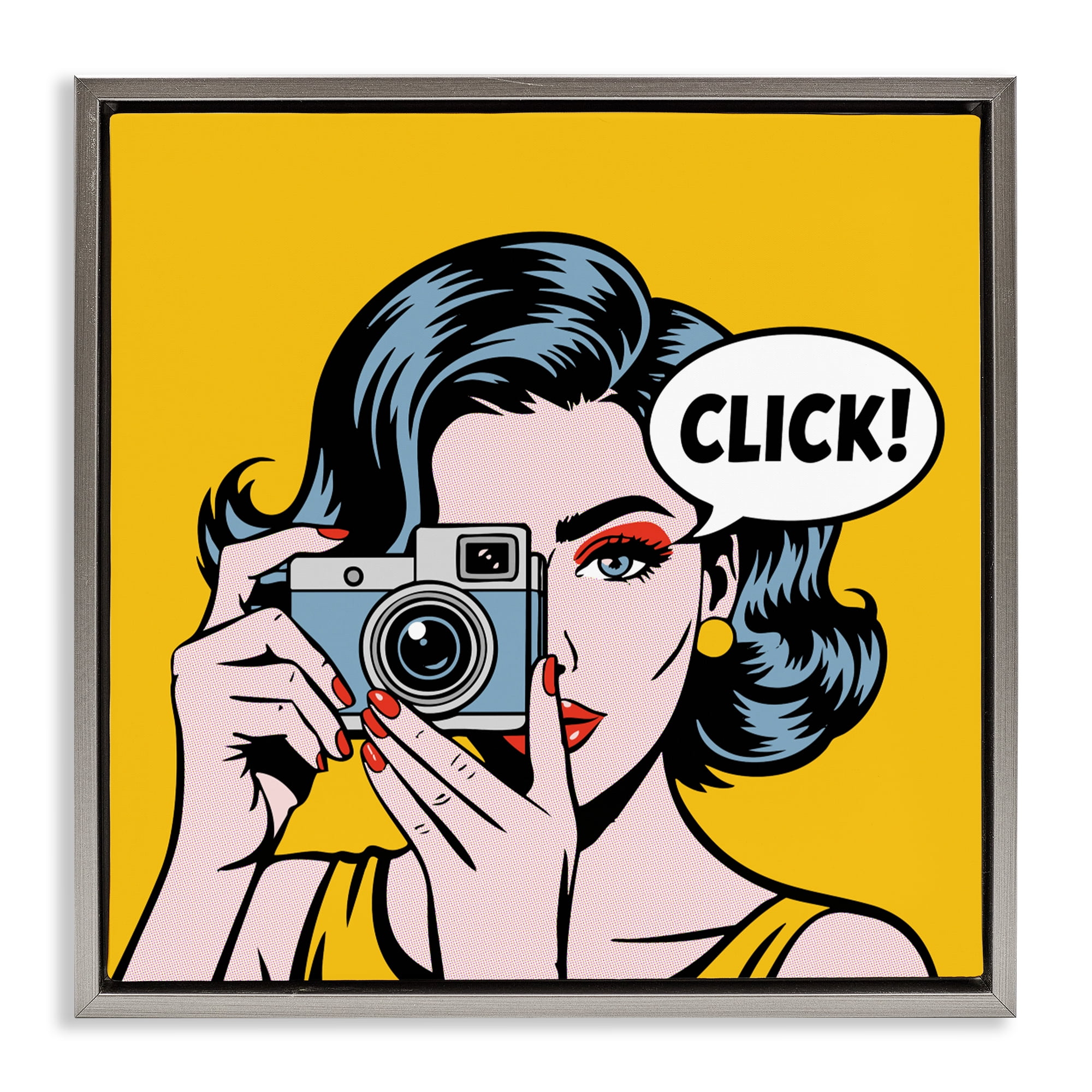 Stupell Industries Click Retro Photographer Gray Framed Floater Canvas Wall Art, design by Andreas Magnusson