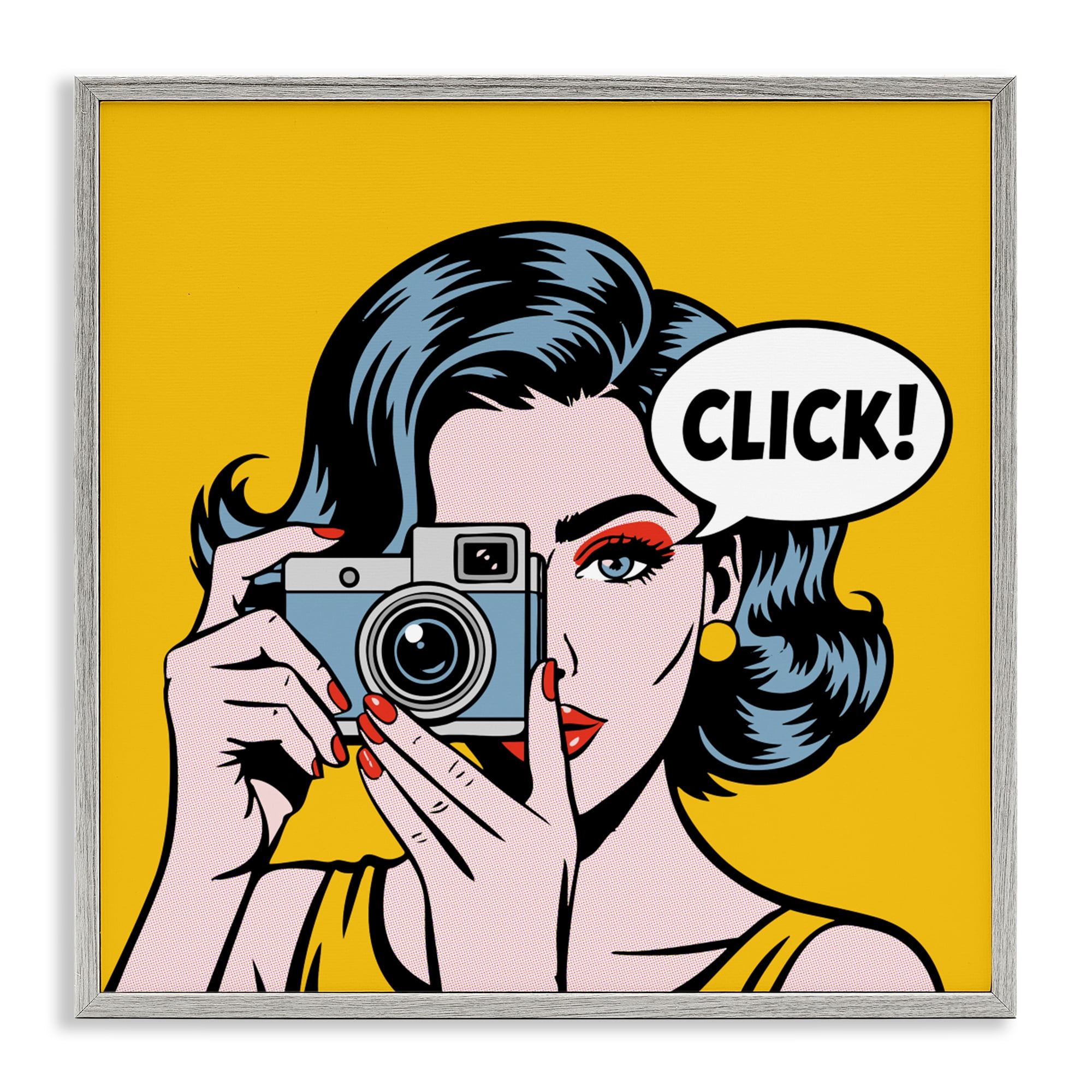 Stupell Industries Click Retro Photographer Gray Framed Giclee Art, design by Andreas Magnusson