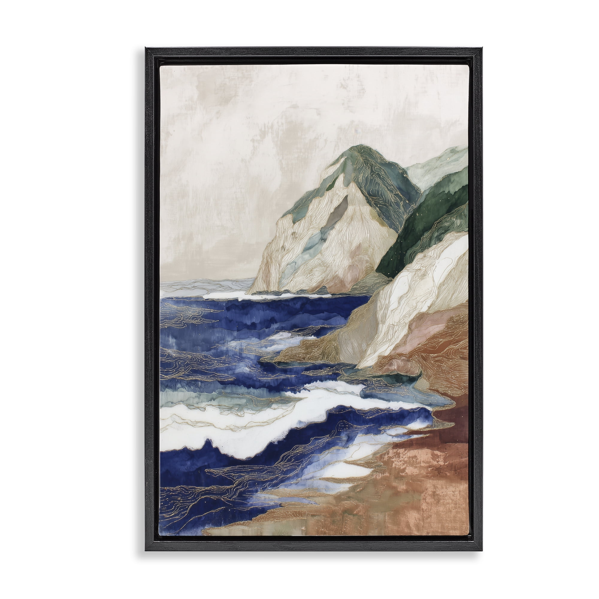 Stupell Industries Cliff Next To The Sea Black Framed Floater Canvas Wall Art, design by Chromatic Storm Studio