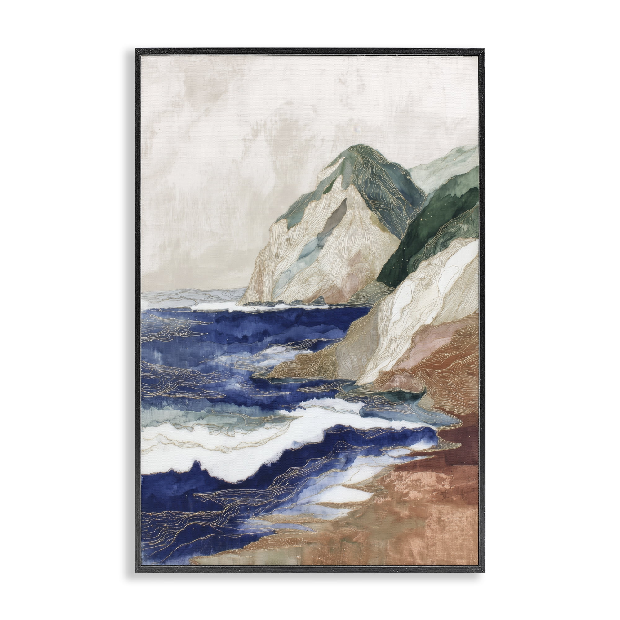 Stupell Industries Cliff Next To The Sea Black Framed Giclee Art, design by Chromatic Storm Studio