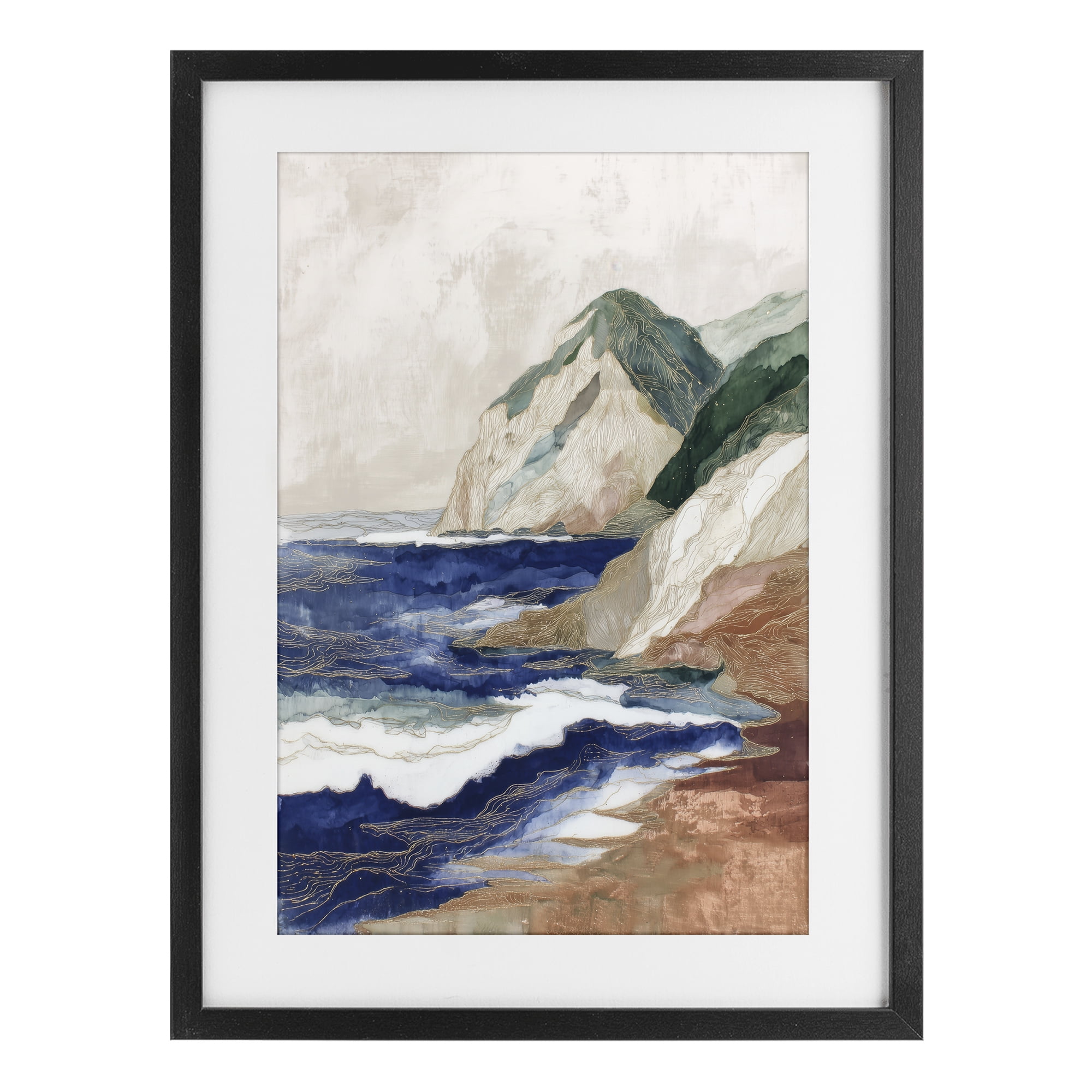 Stupell Industries Cliff Next To The Sea Black Framed Print Under Glass, design by Chromatic Storm Studio