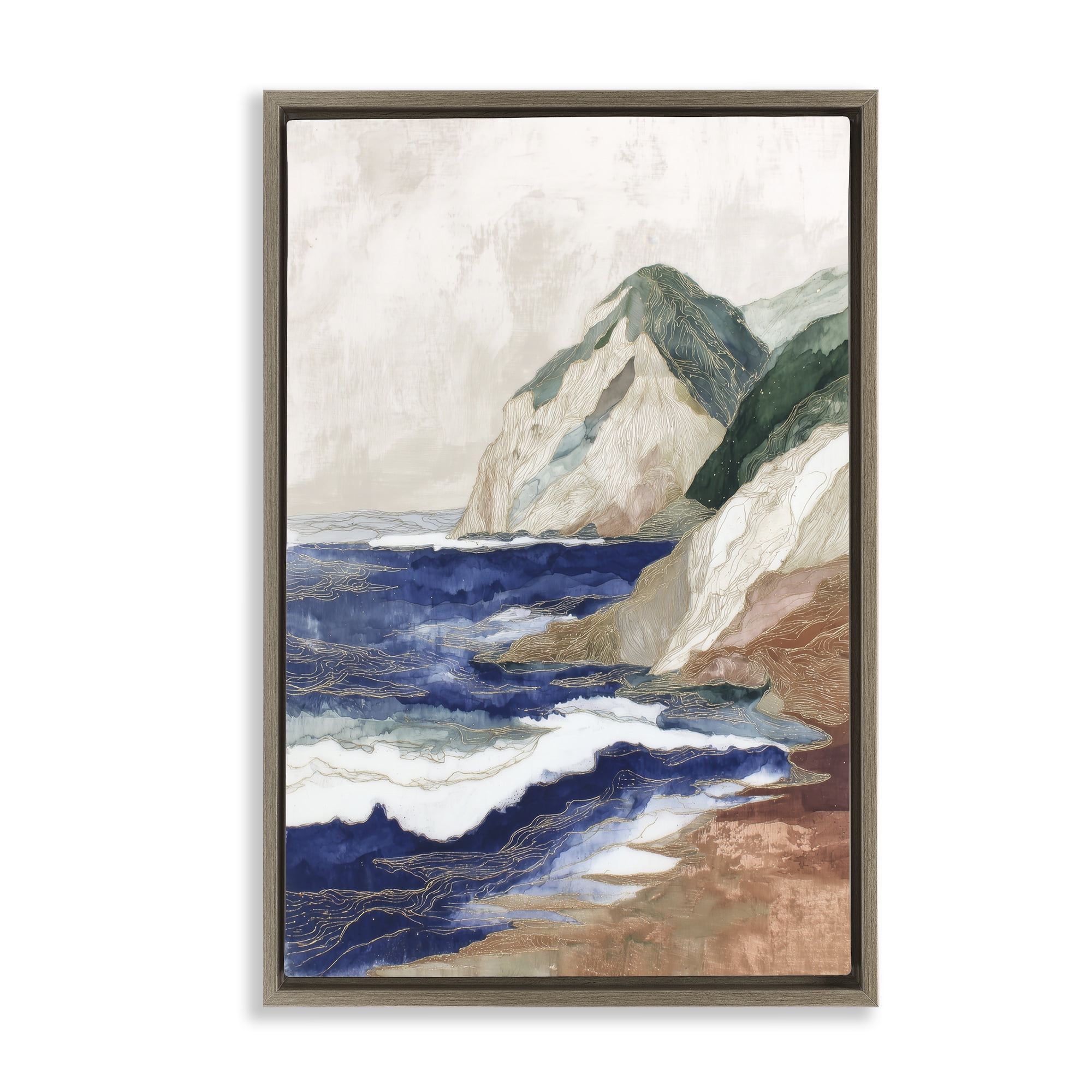 Stupell Industries Cliff Next To The Sea Brown Framed Floater Canvas Wall Art, design by Chromatic Storm Studio
