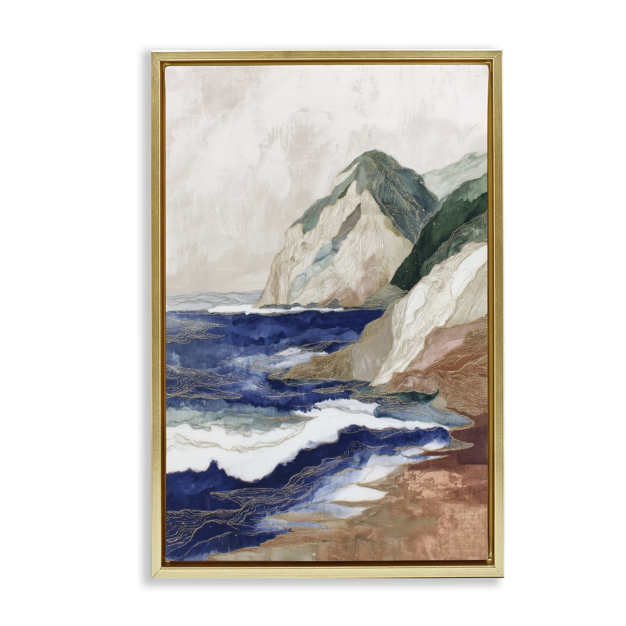 Stupell Industries Cliff Next To The Sea Gold Framed Floater Canvas Wall Art, design by Chromatic Storm Studio