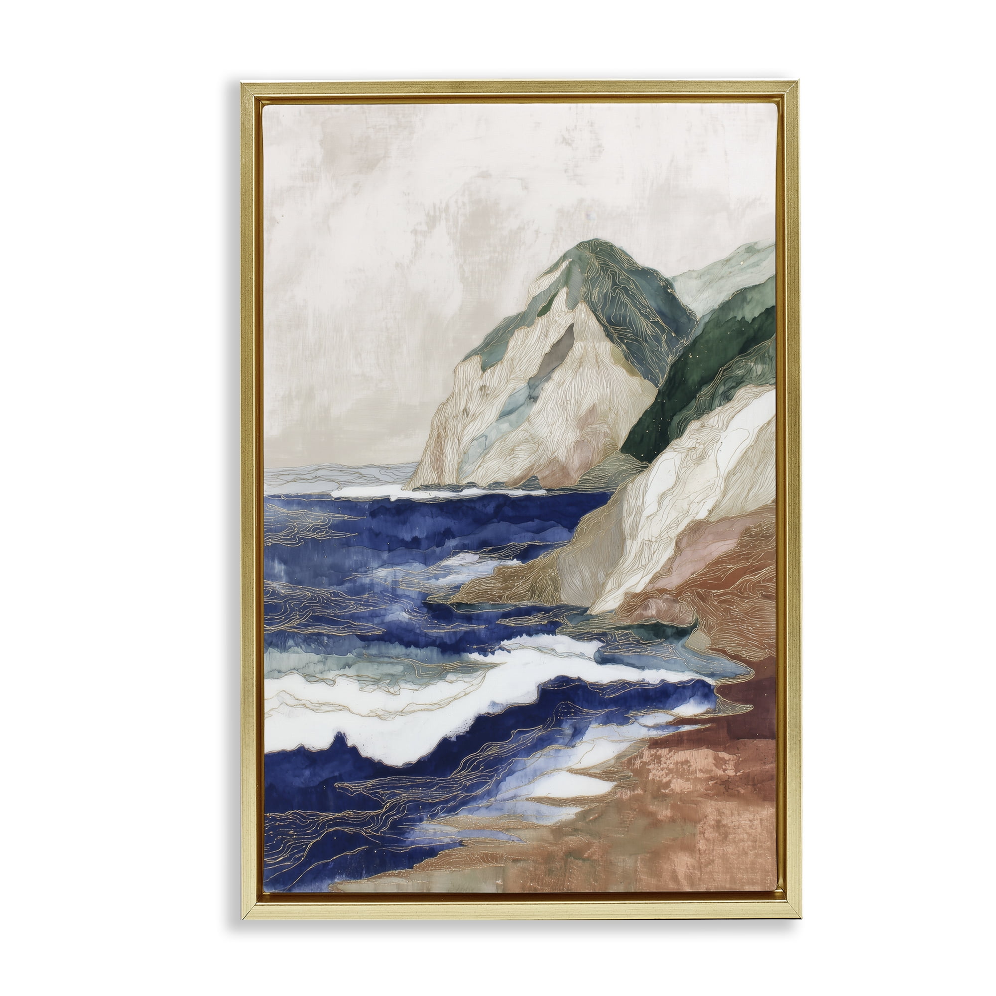 Stupell Industries Cliff Next To The Sea Gold Framed Floater Canvas Wall Art, design by Chromatic Storm Studio