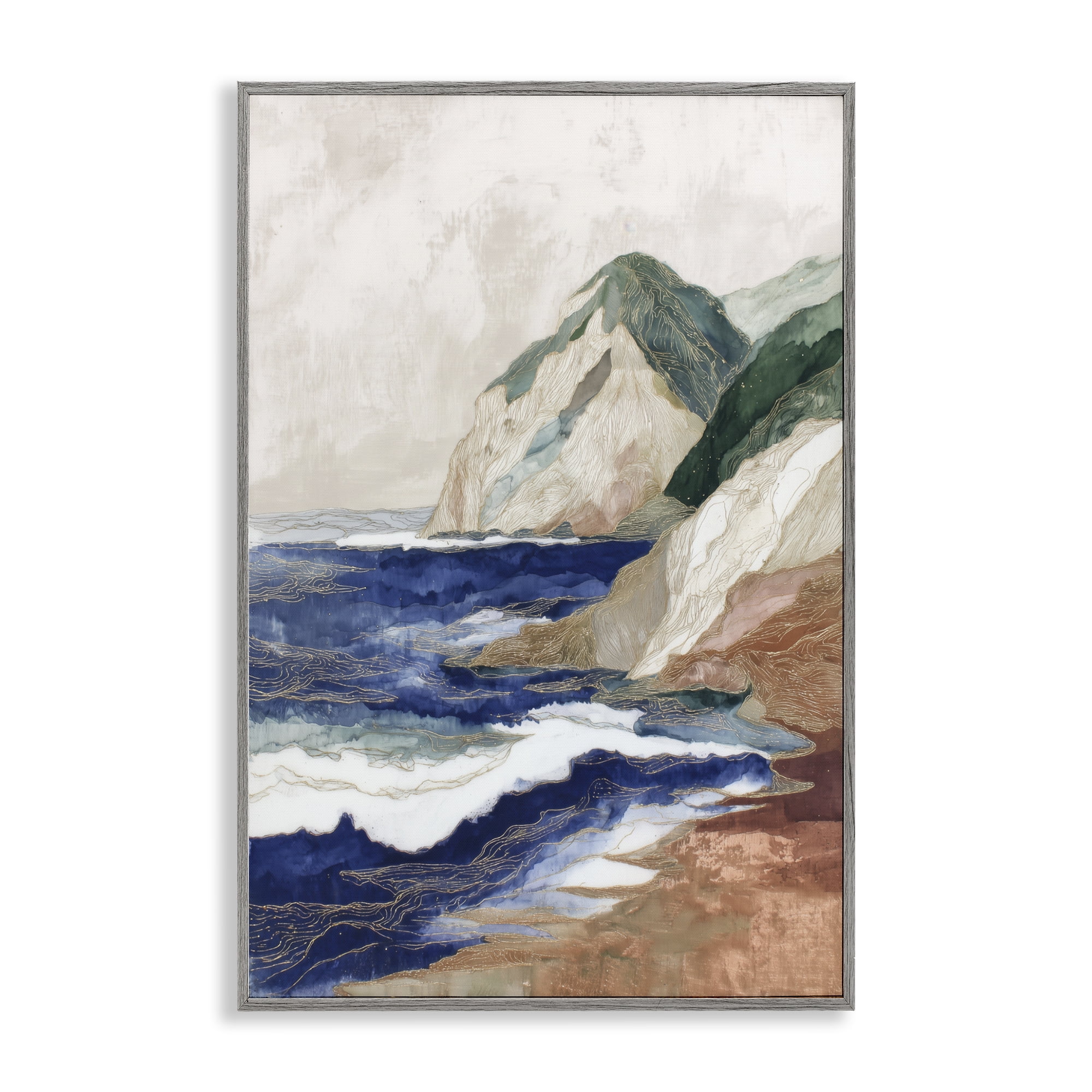 Stupell Industries Cliff Next To The Sea Gray Framed Giclee Art, design by Chromatic Storm Studio