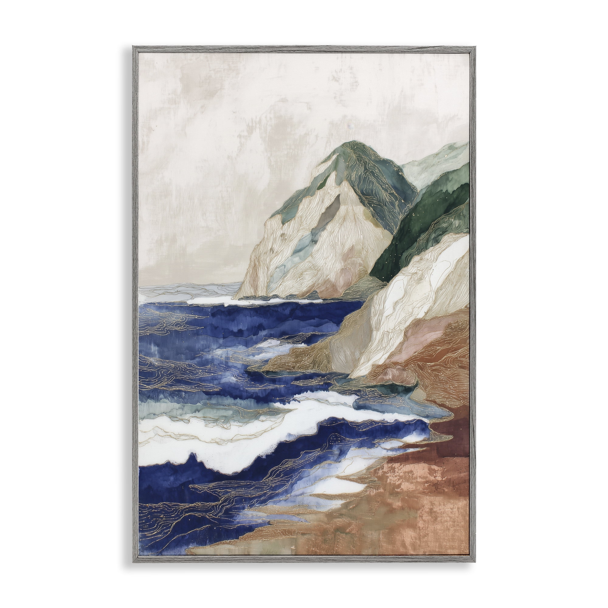 Stupell Industries Cliff Next To The Sea Gray Framed Giclee Art, design by Chromatic Storm Studio