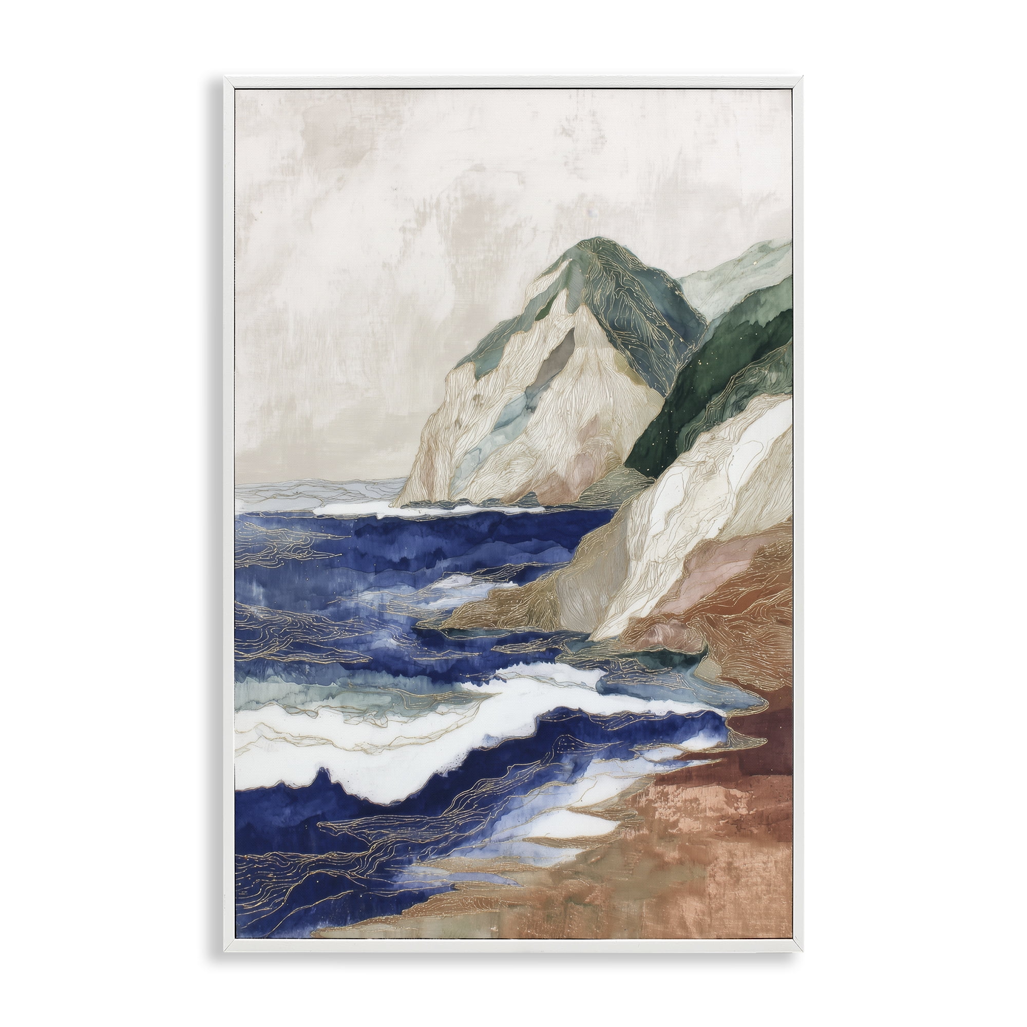 Stupell Industries Cliff Next To The Sea White Framed Giclee Art, design by Chromatic Storm Studio