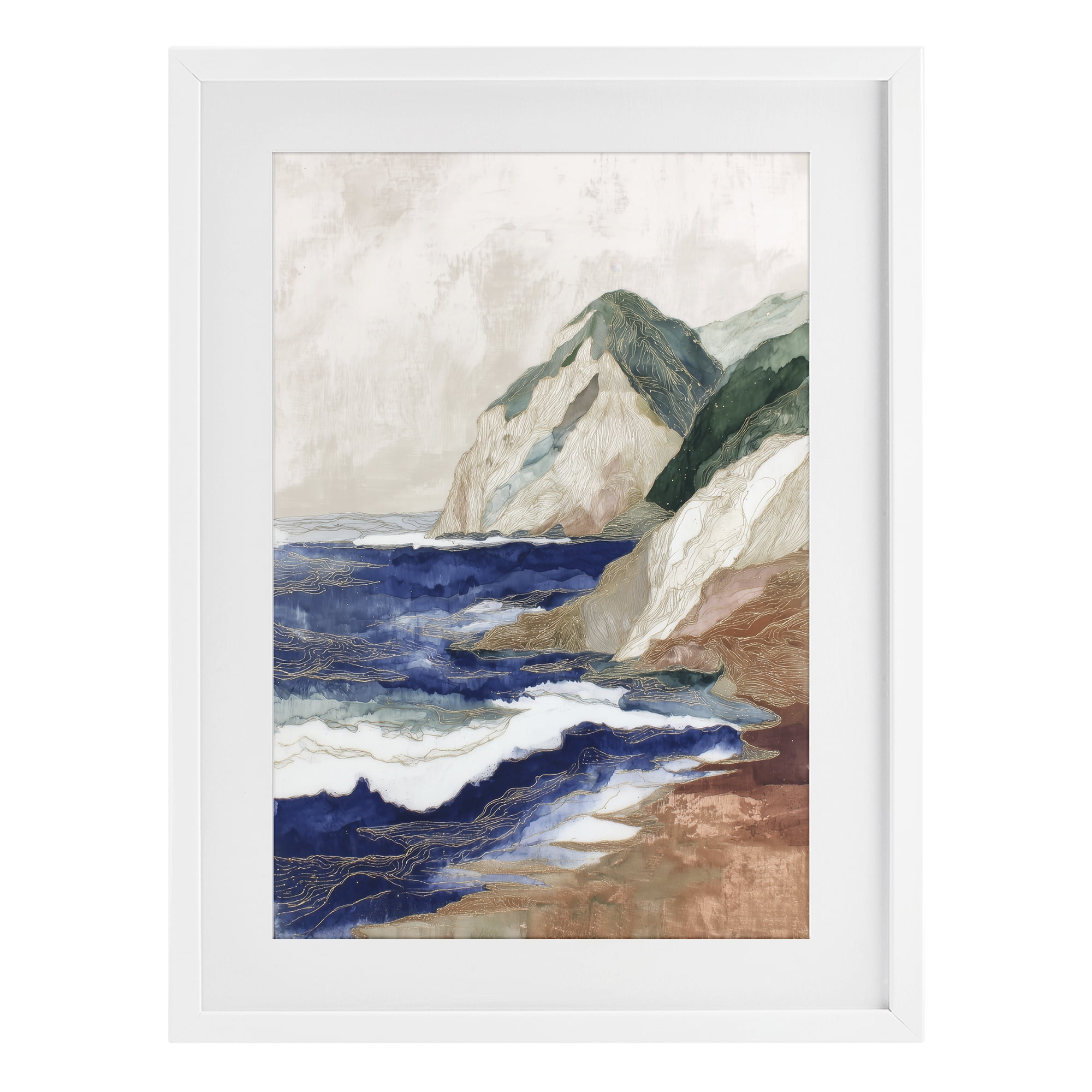 Stupell Industries Cliff Next To The Sea White Framed Print Under Glass, design by Chromatic Storm Studio