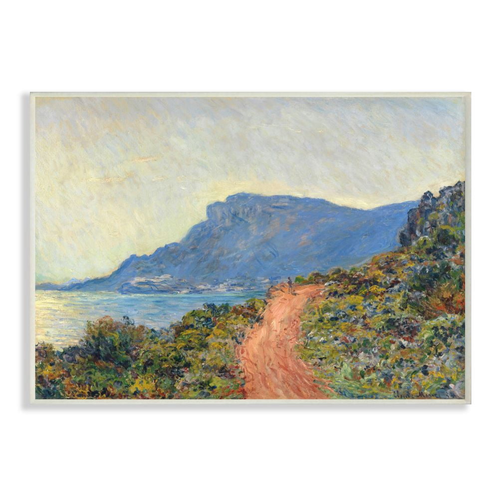 Stupell Industries Cliff Road Ocean Mountain Landscape Monet Classic Painting Wall Plaque by Claude Monet