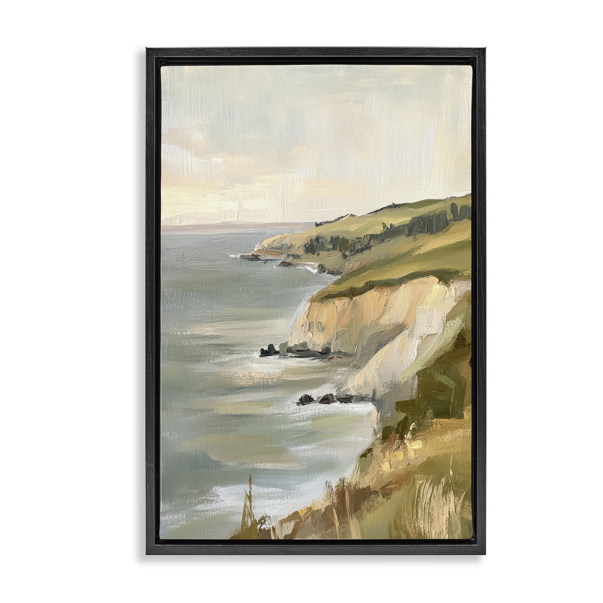 Stupell Industries Cliffs Off The Sea Black Framed Floater Canvas Wall Art, design by Petal Prints Design