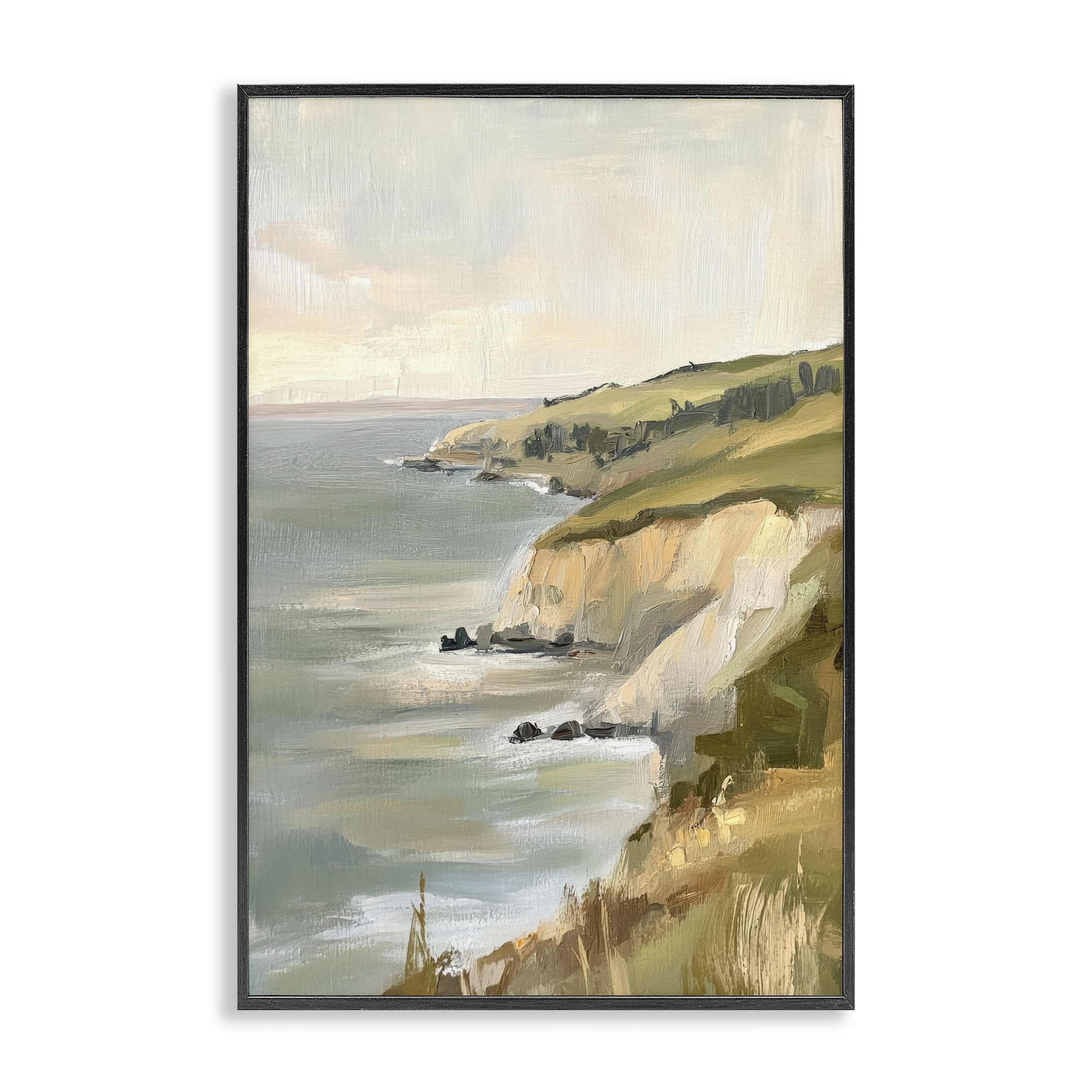 Stupell Industries Cliffs Off The Sea Black Framed Giclee Art, design by Petal Prints Design