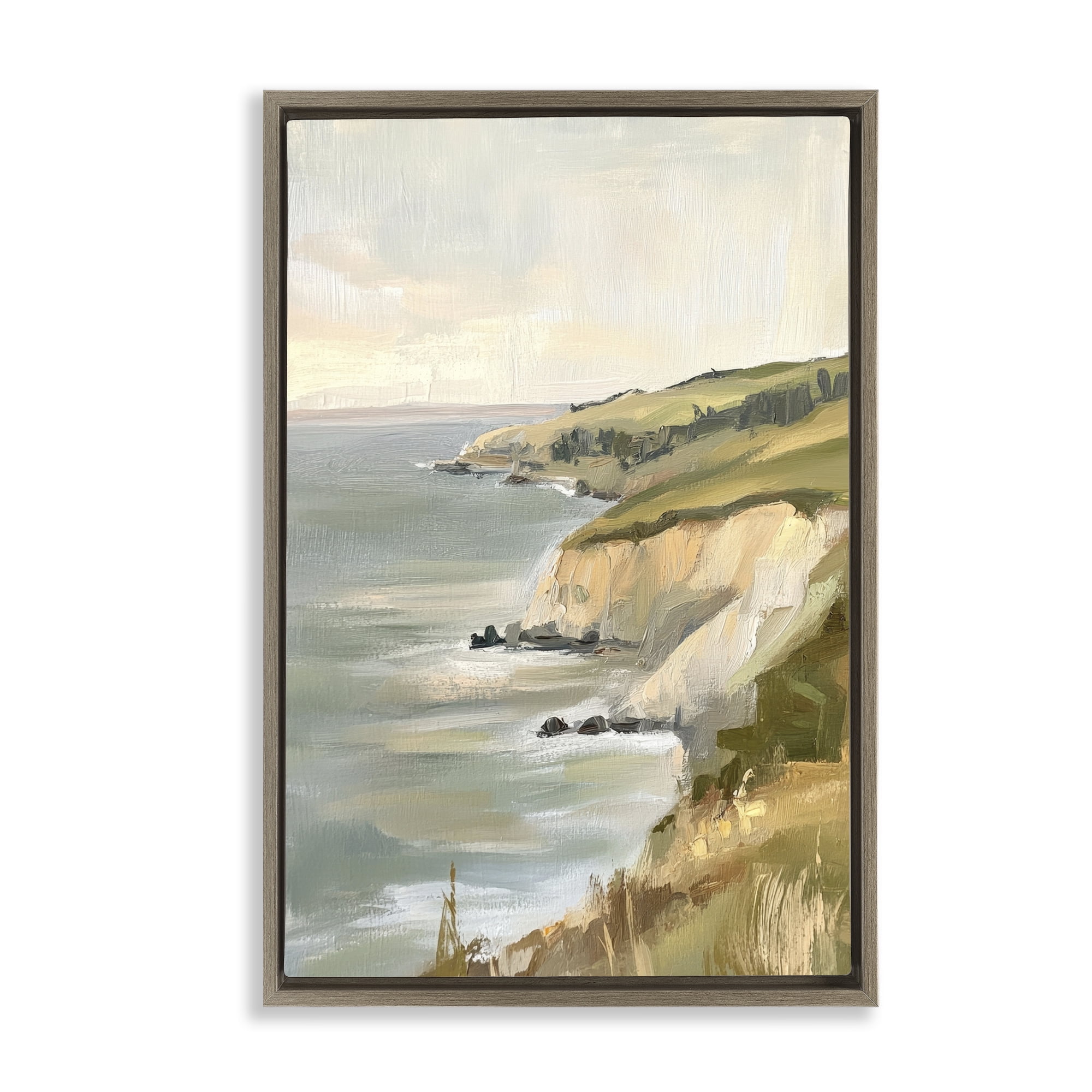 Stupell Industries Cliffs Off The Sea Brown Framed Floater Canvas Wall Art, design by Petal Prints Design