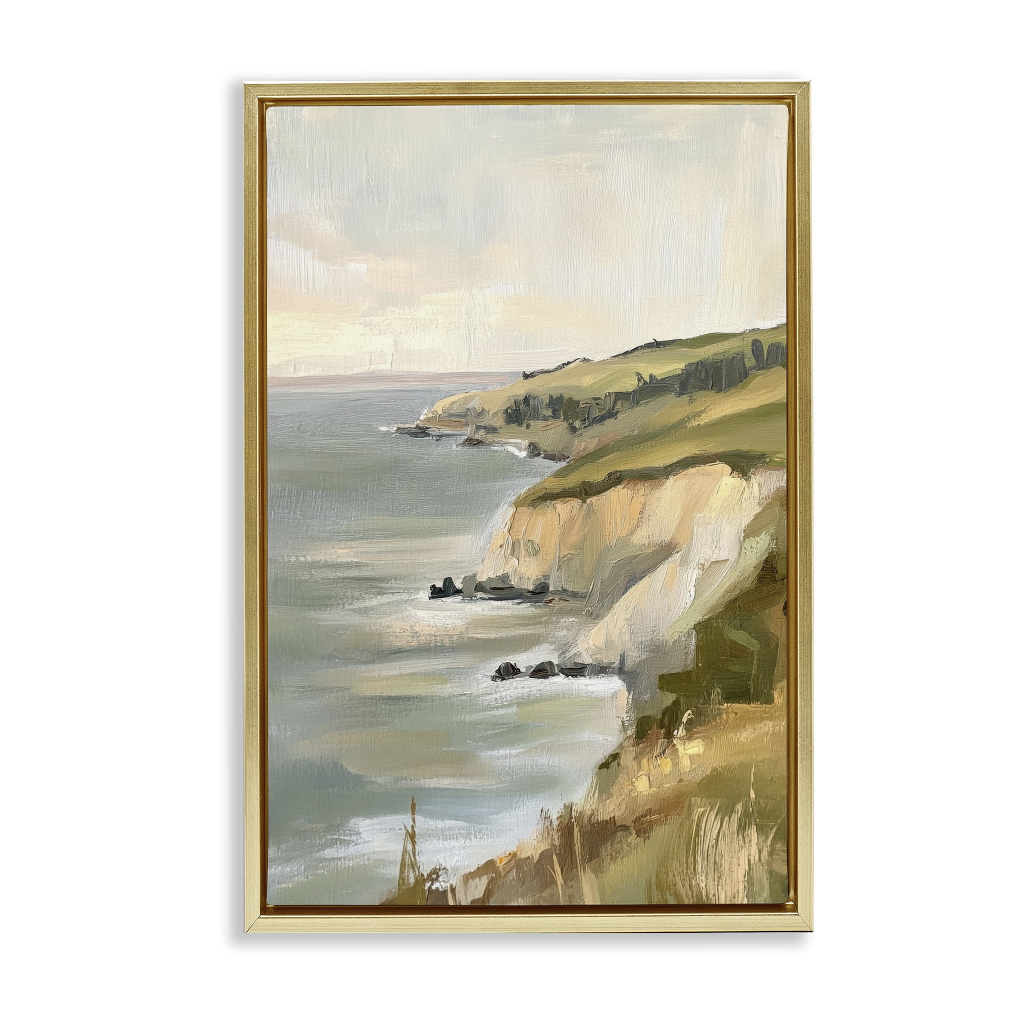 Stupell Industries Cliffs Off The Sea Gold Framed Floater Canvas Wall Art, design by Petal Prints Design