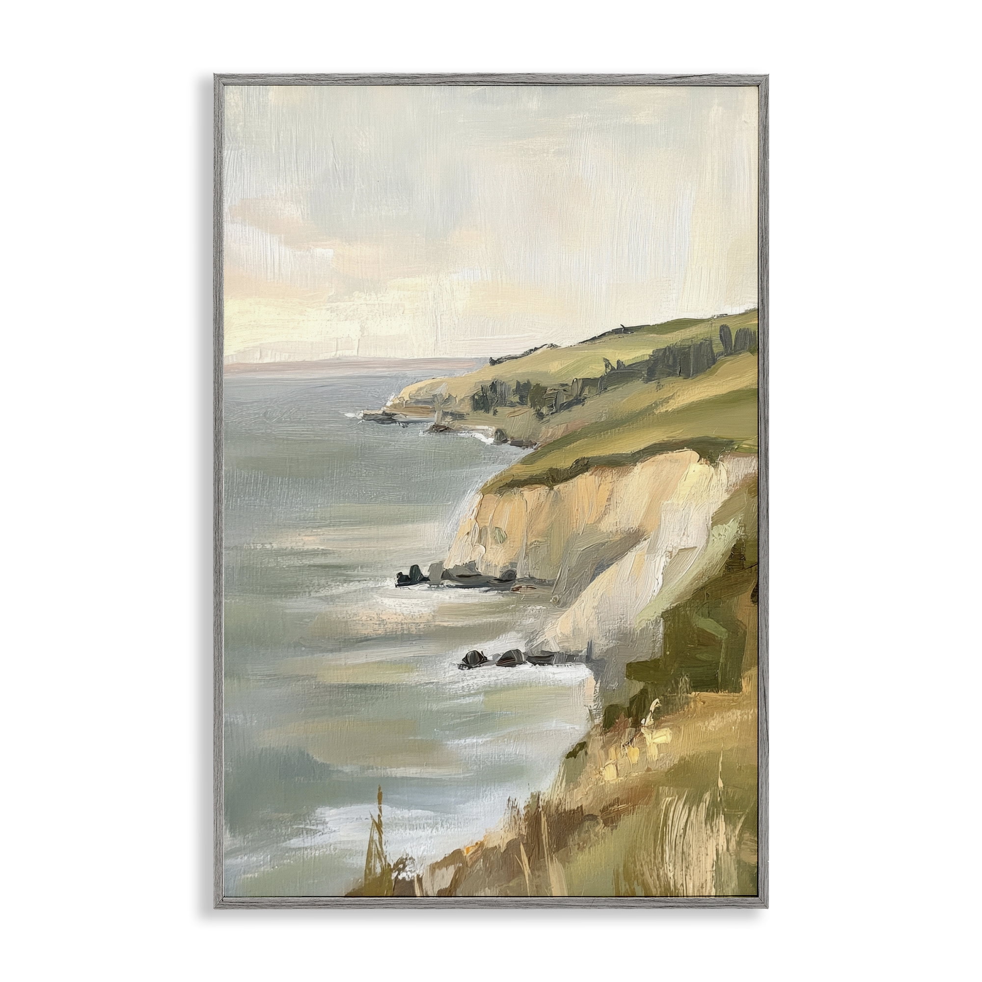 Stupell Industries Cliffs Off The Sea Gray Framed Giclee Art, design by Petal Prints Design