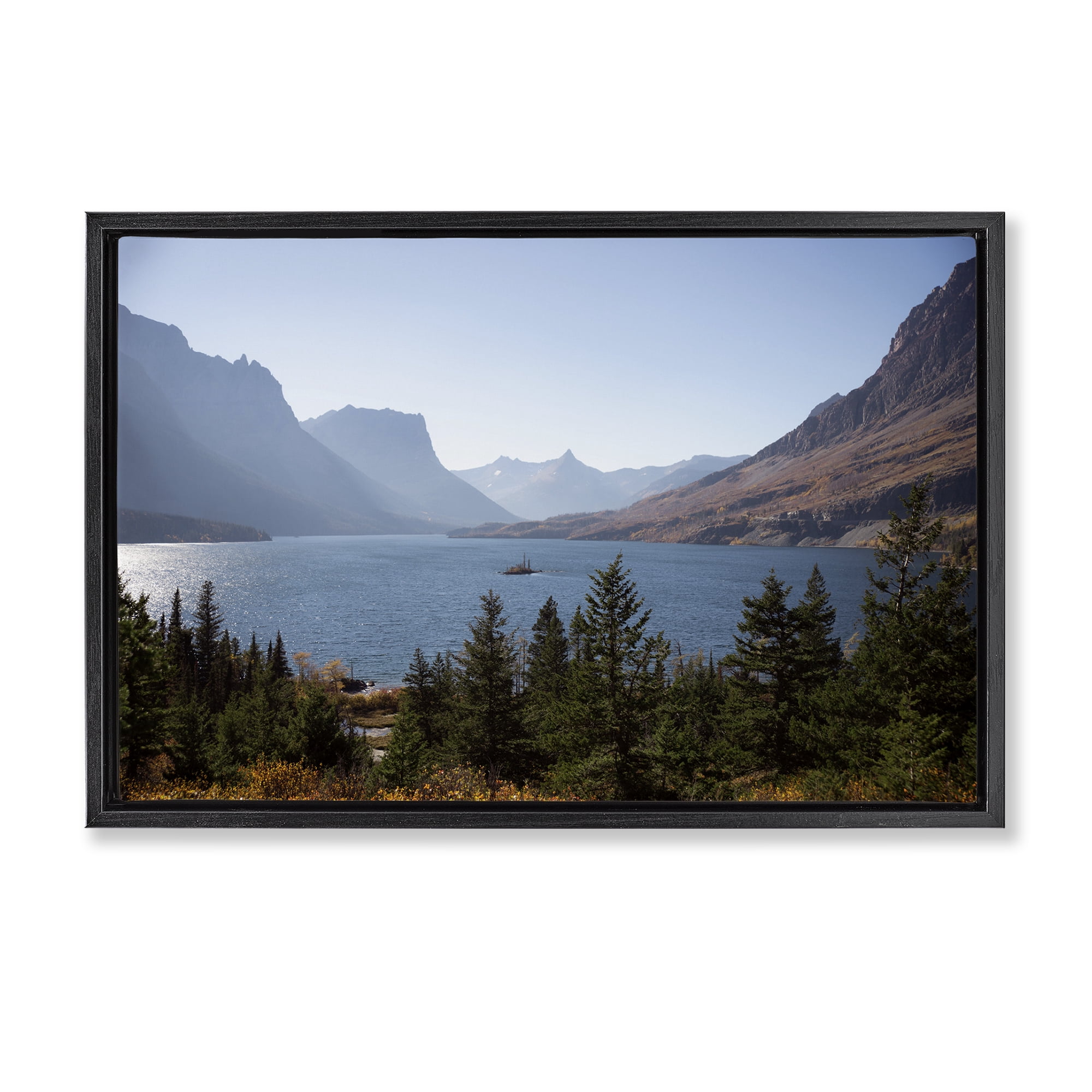 Stupell Industries Cliffs Overlooking Lake Black Framed Floater Canvas Wall Art, design by Carol Robinson
