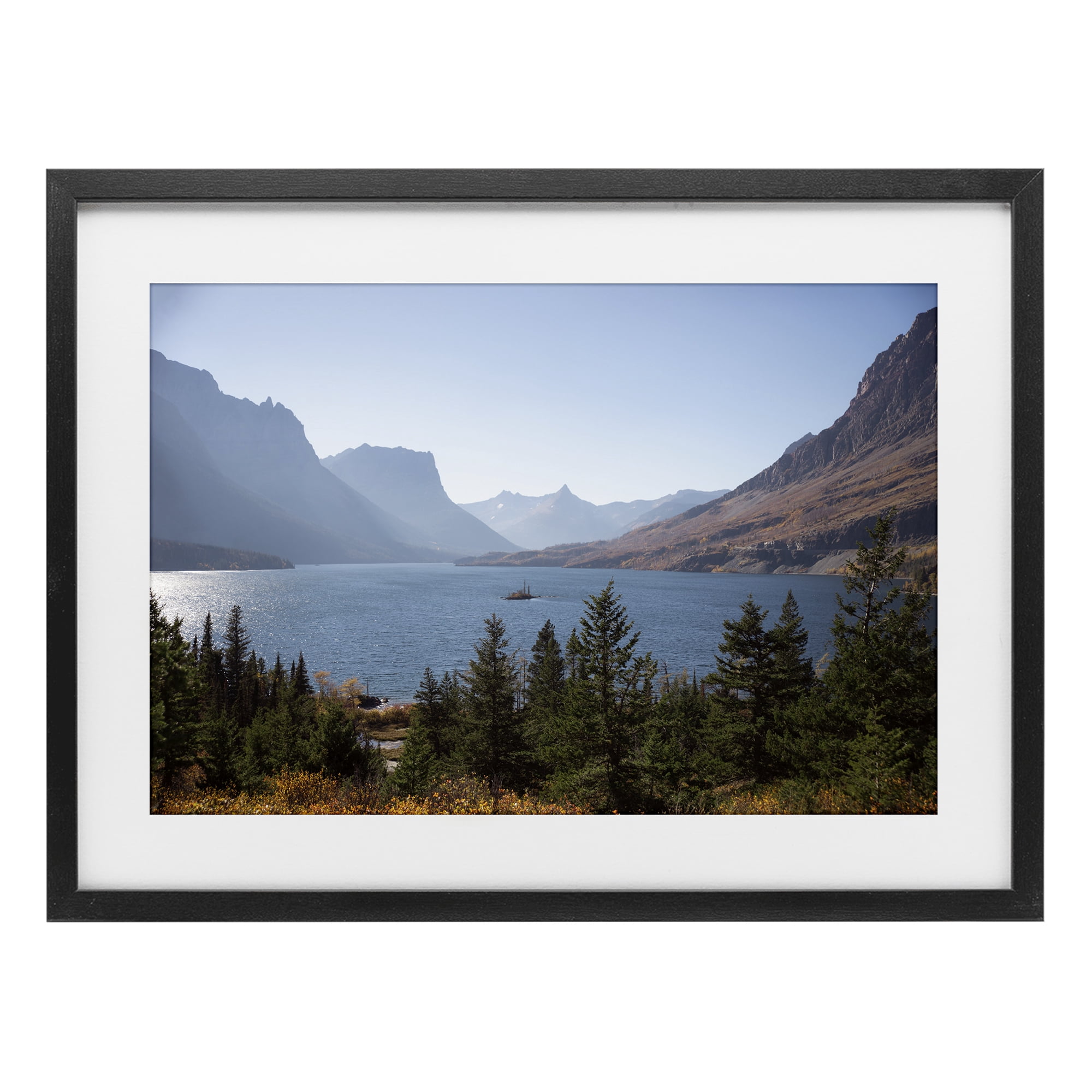Stupell Industries Cliffs Overlooking Lake Black Framed Print Under Glass, design by Carol Robinson
