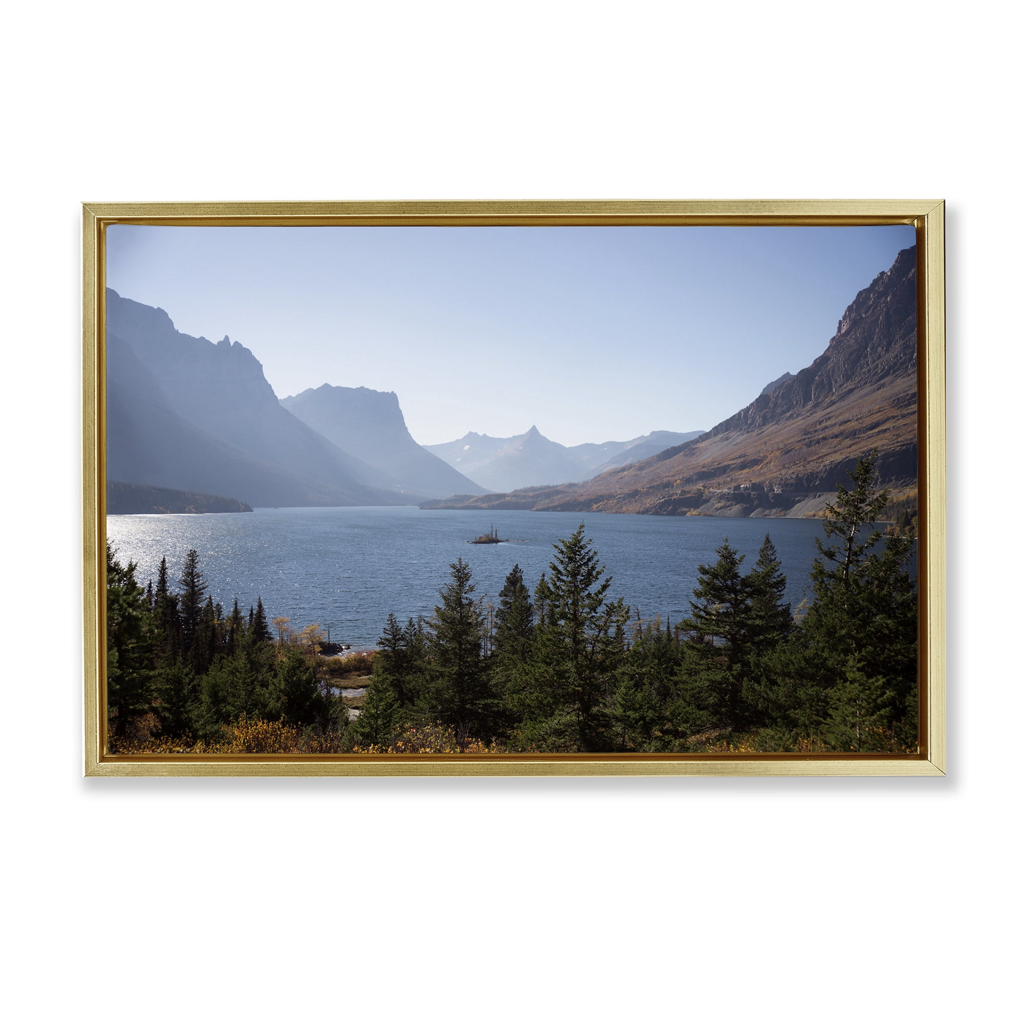Stupell Industries Cliffs Overlooking Lake Gold Framed Floater Canvas Wall Art, design by Carol Robinson