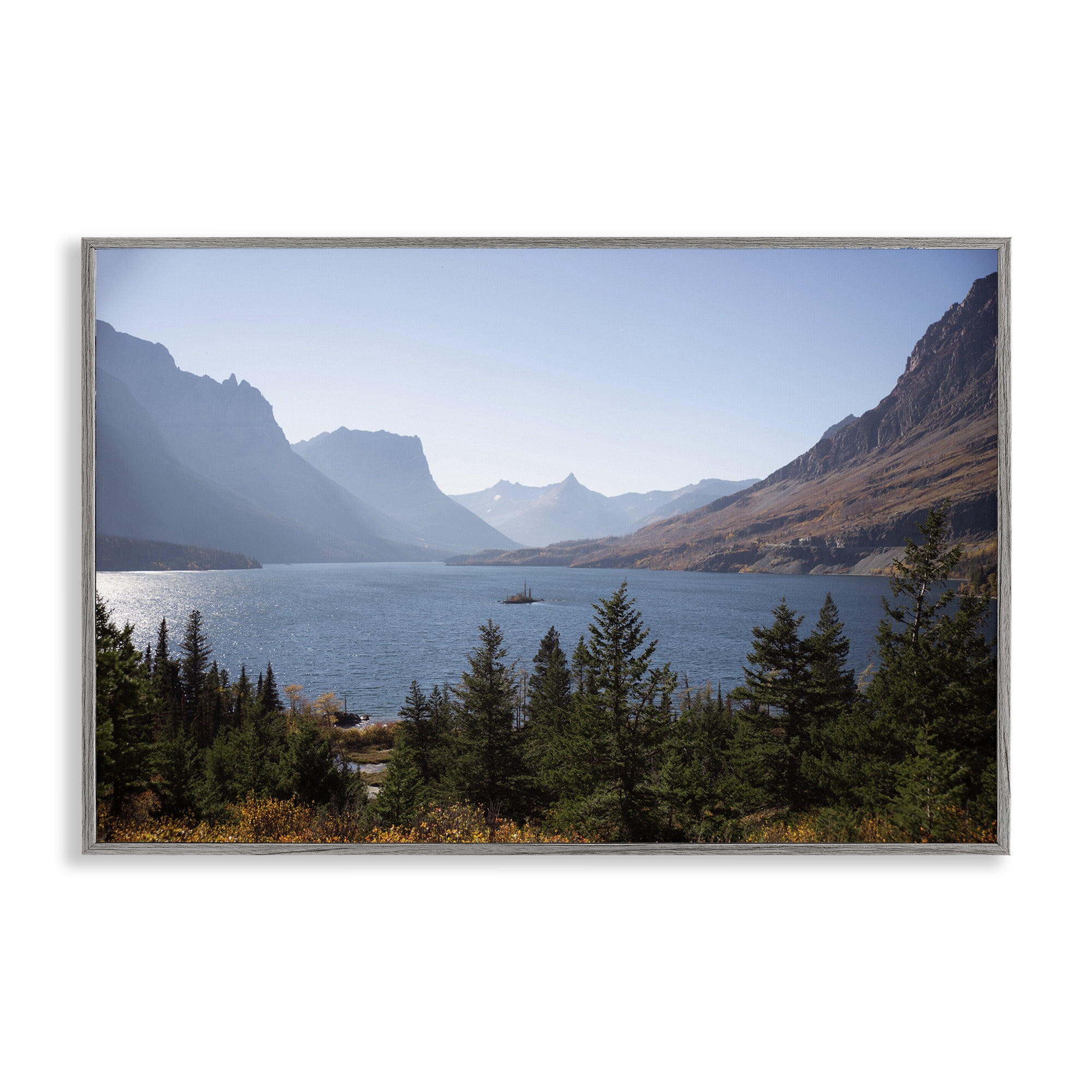 Stupell Industries Cliffs Overlooking Lake Gray Framed Giclee Art, design by Carol Robinson