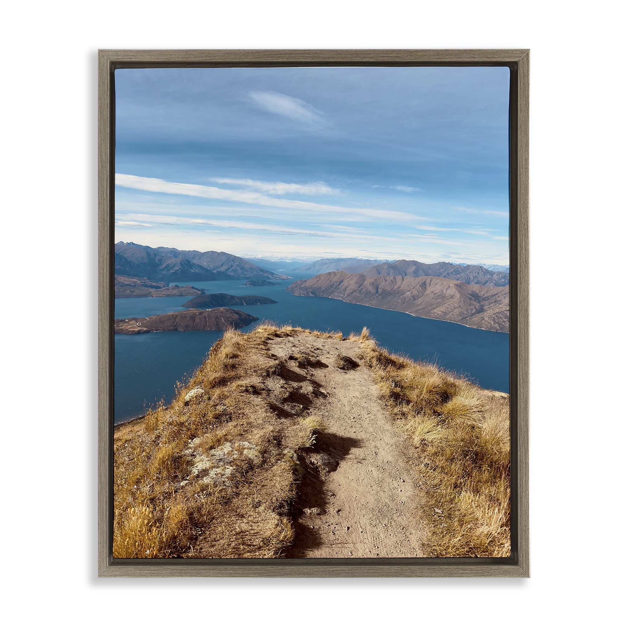 Stupell Industries Cliffs over Blue Sea Landscape Photography Brown Floater Framed Art Print Wall Art, 25 x 31