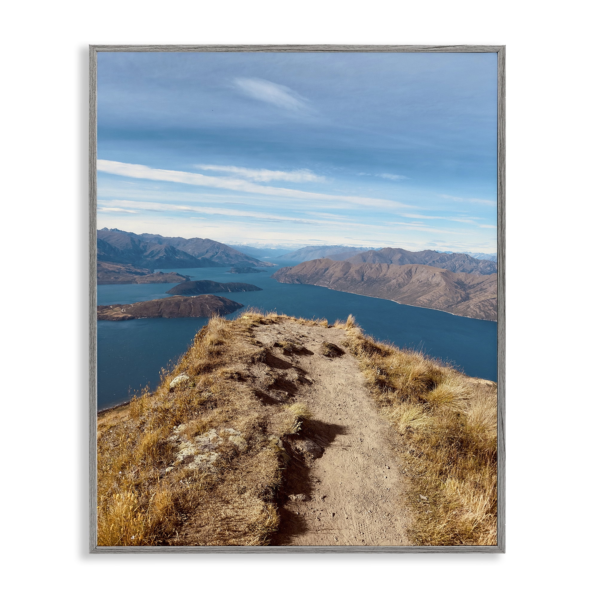 Stupell Industries Cliffs over Blue Sea Landscape Photography Gray Framed Art Print Wall Art, 24 x 30