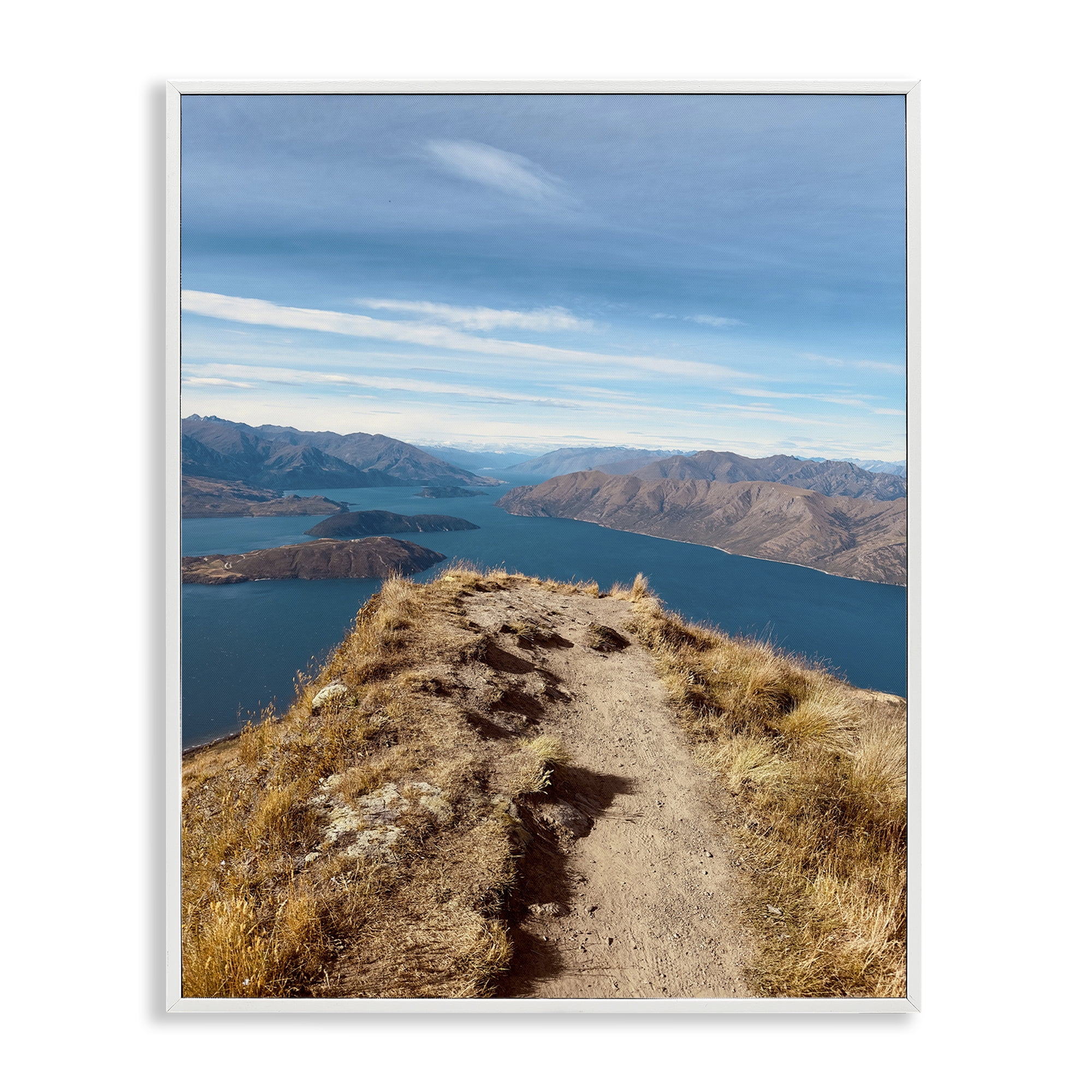 Stupell Industries Cliffs over Blue Sea Landscape Photography White Framed Art Print Wall Art, 11 x 14